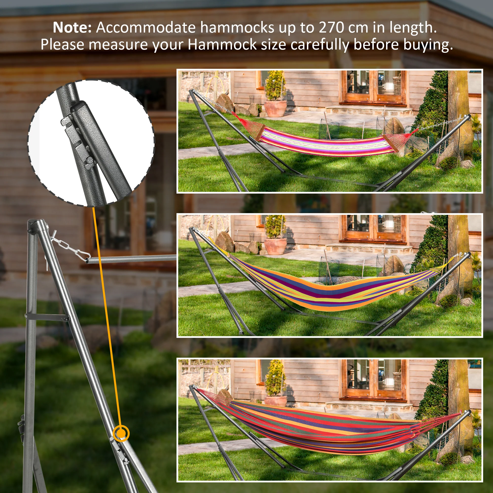 Outsunny Foldable Hammock Stand, 2 in 1 Hammock Net Stand & Clothes Drying Rack - Image 7