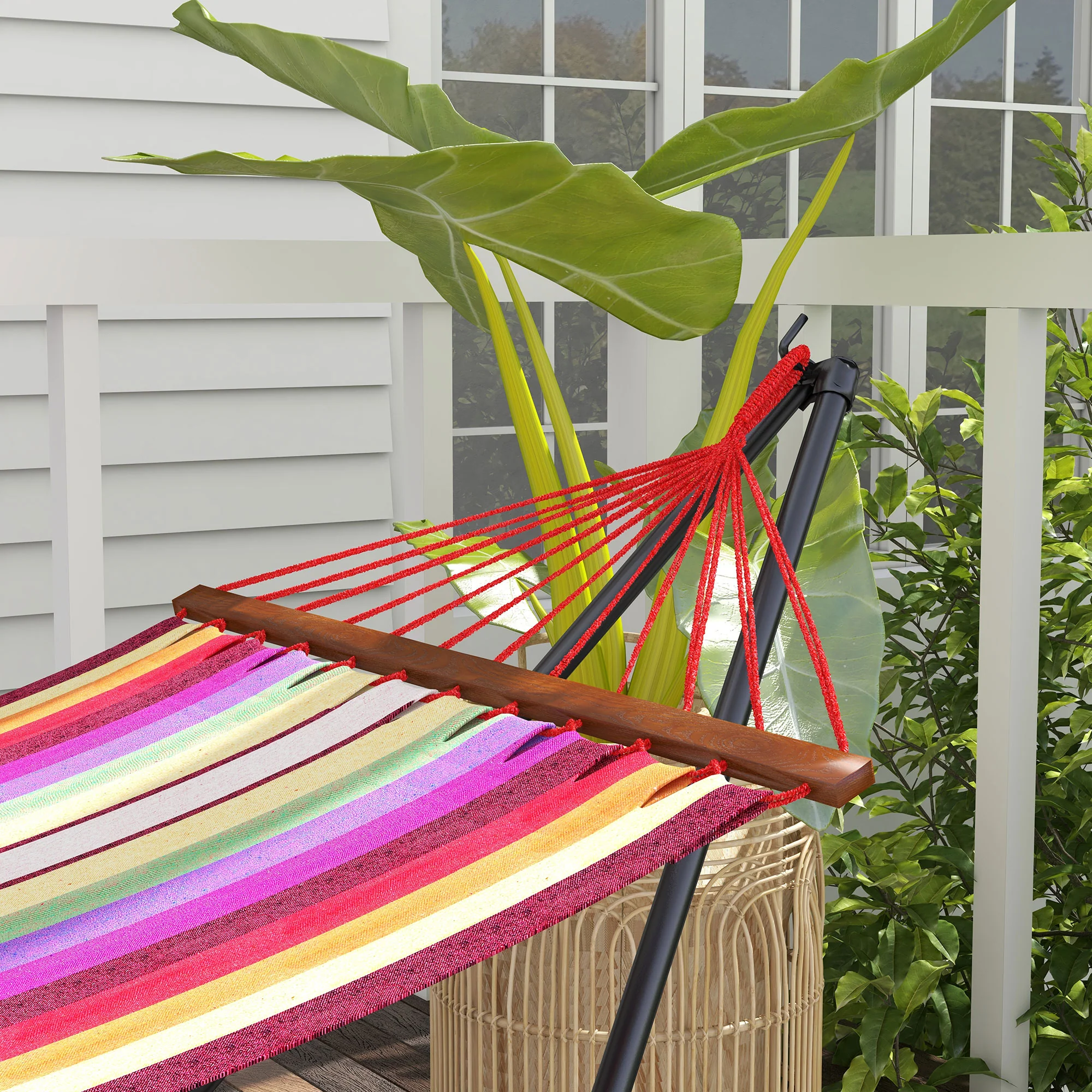 Outsunny Foldable Hammock Stand, 2 in 1 Hammock Net Stand, Hammock Chair Stand - Image 9