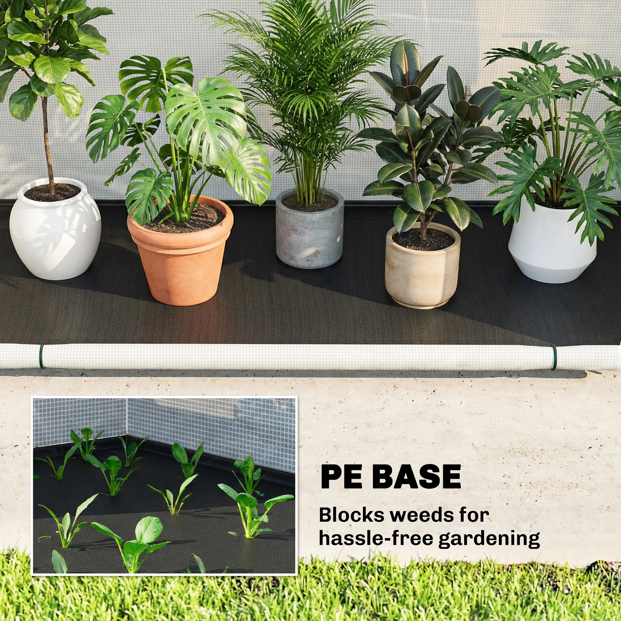 Outsunny Foldable Small Greenhouse, Mini Greenhouse With PE Base, Green - Image 6