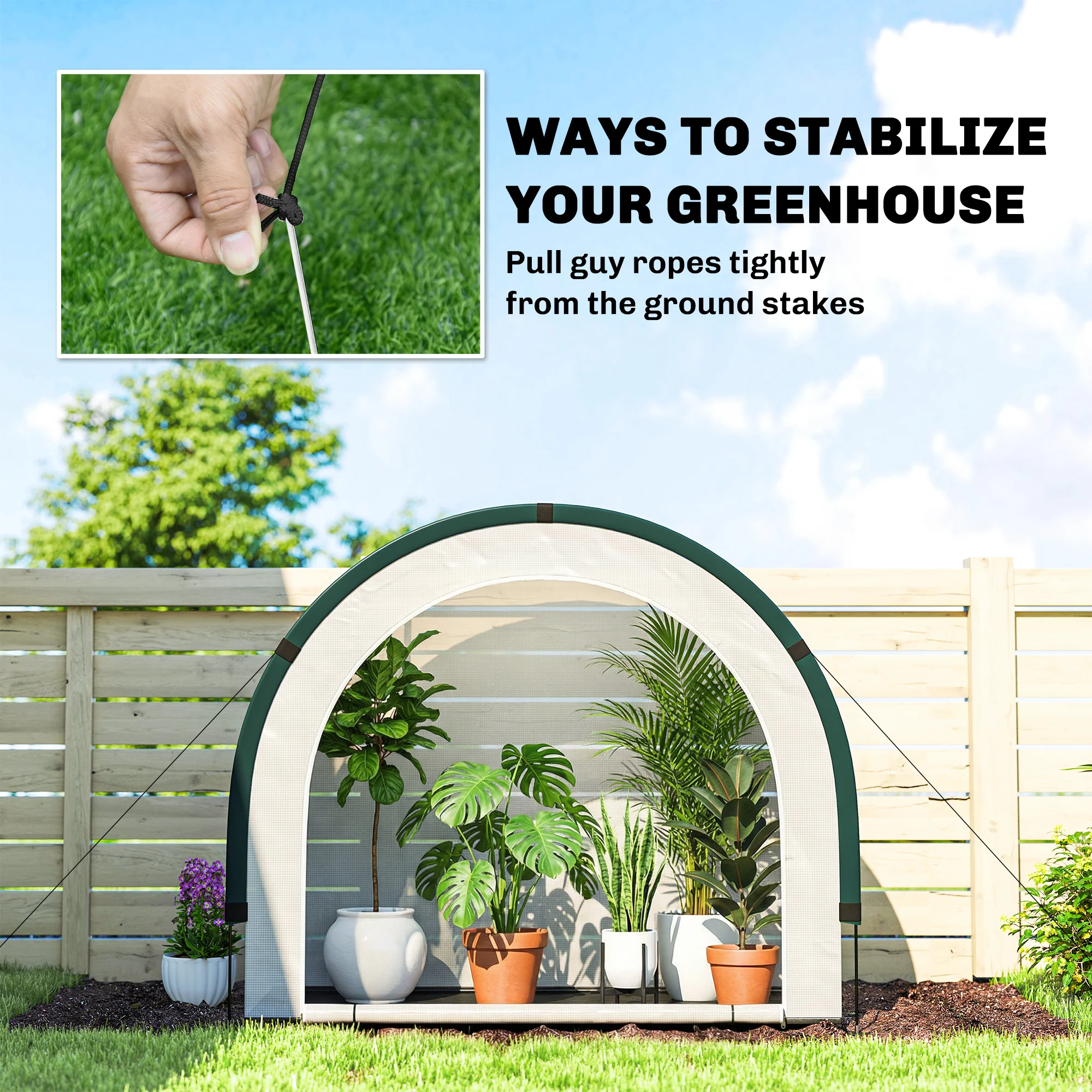 Outsunny Foldable Small Greenhouse, Mini Greenhouse With PE Base, Green - Image 9