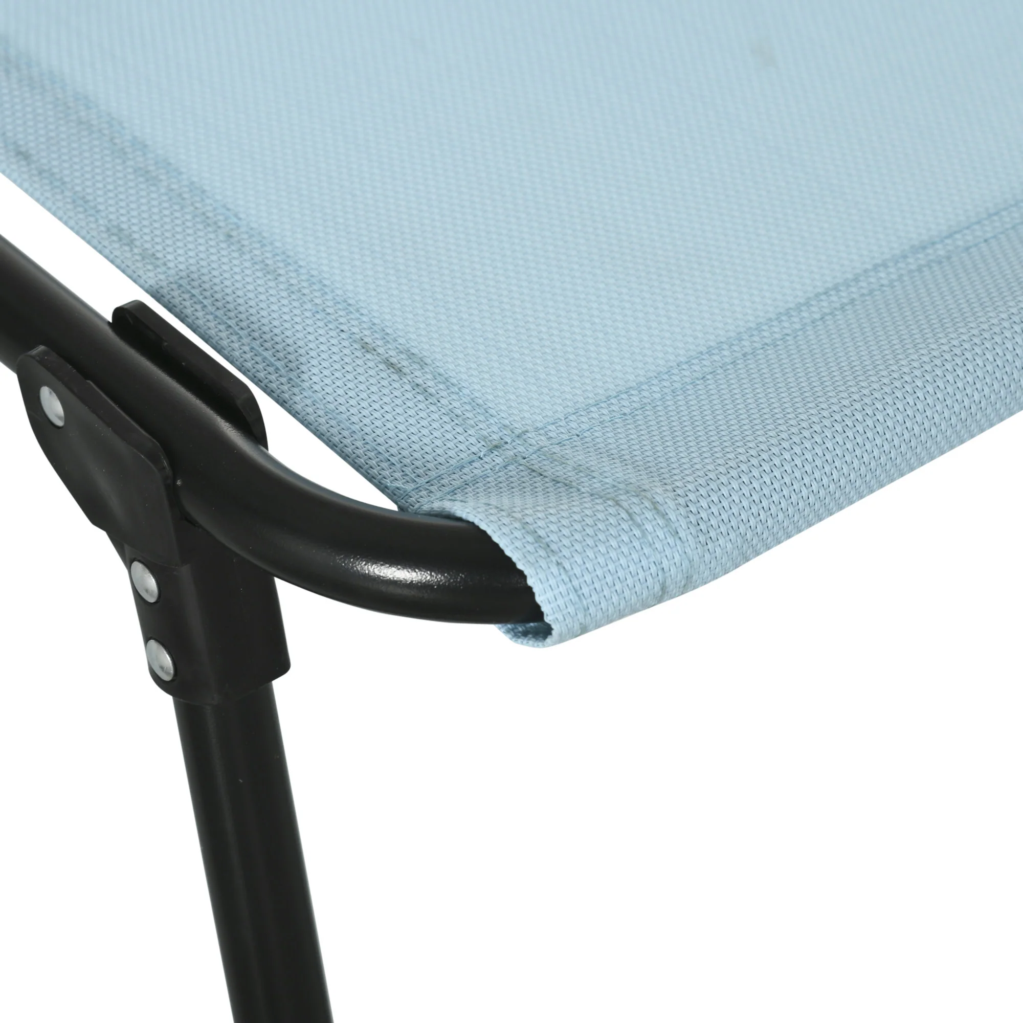 Outsunny Folding Beach Chair Chaise Lounge 4 Adjustable Positions, Baby Blue - Image 8