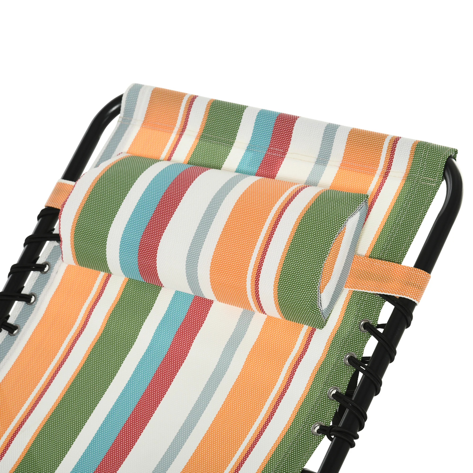 Outsunny Folding Beach Chair Chaise Lounge 4 Adjustable Positions, Multicolored - Image 8