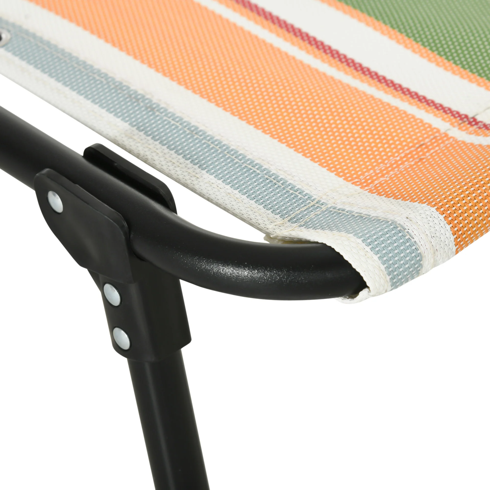 Outsunny Folding Beach Chair Chaise Lounge 4 Adjustable Positions, Multicolored - Image 9