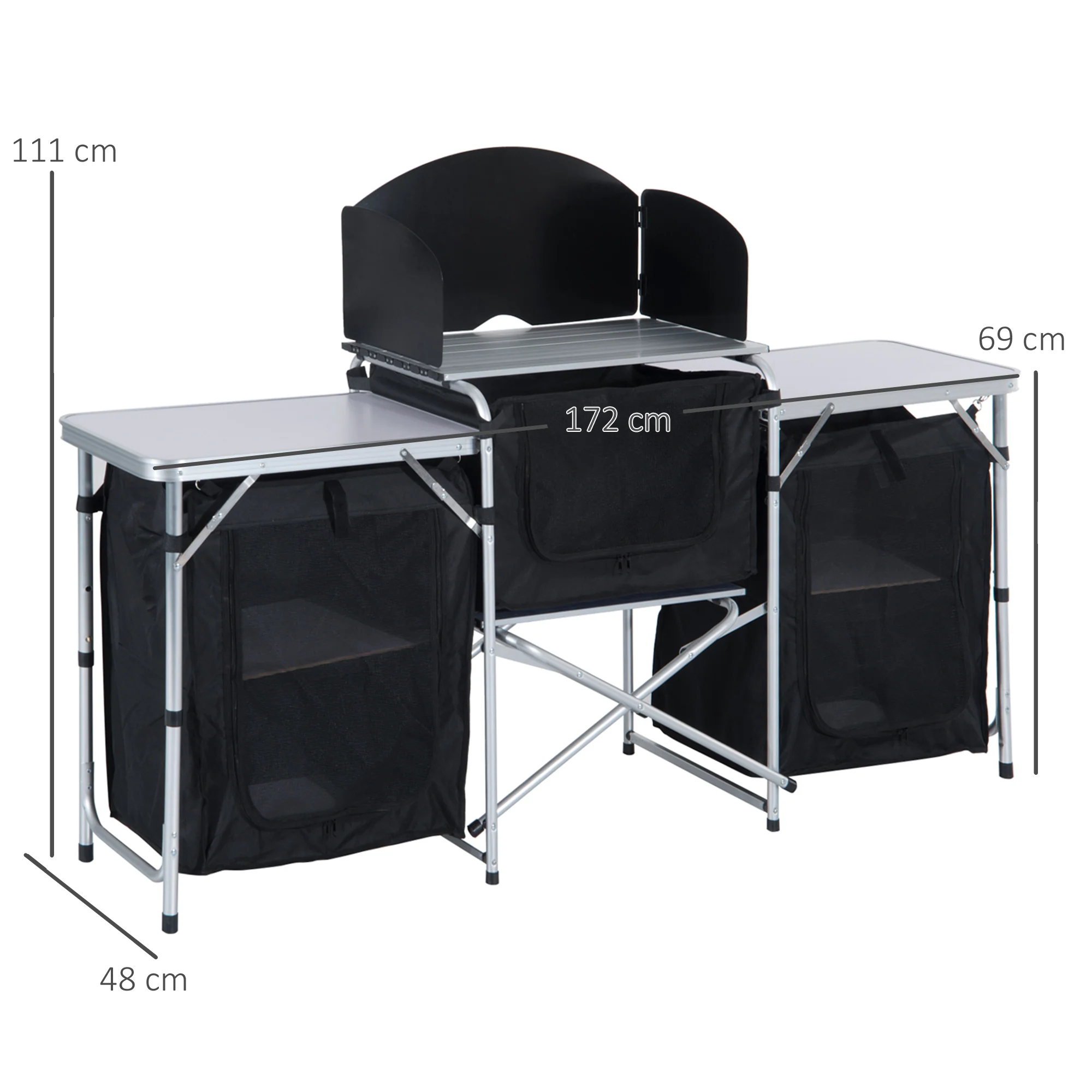 Outsunny Folding Camping Kitchen Portable Cooking Table Picnic Storage Cabinet - Image 5