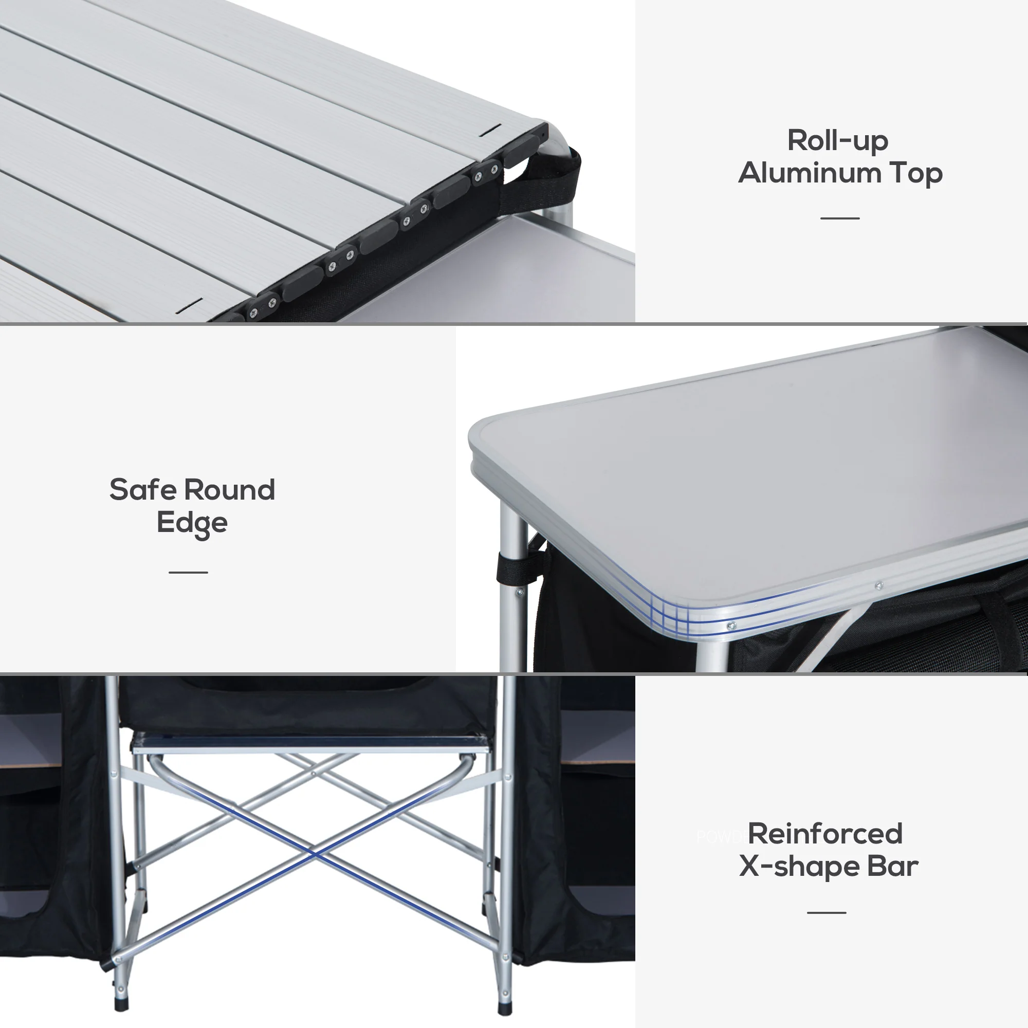 Outsunny Folding Camping Kitchen Portable Cooking Table Picnic Storage Cabinet - Image 6