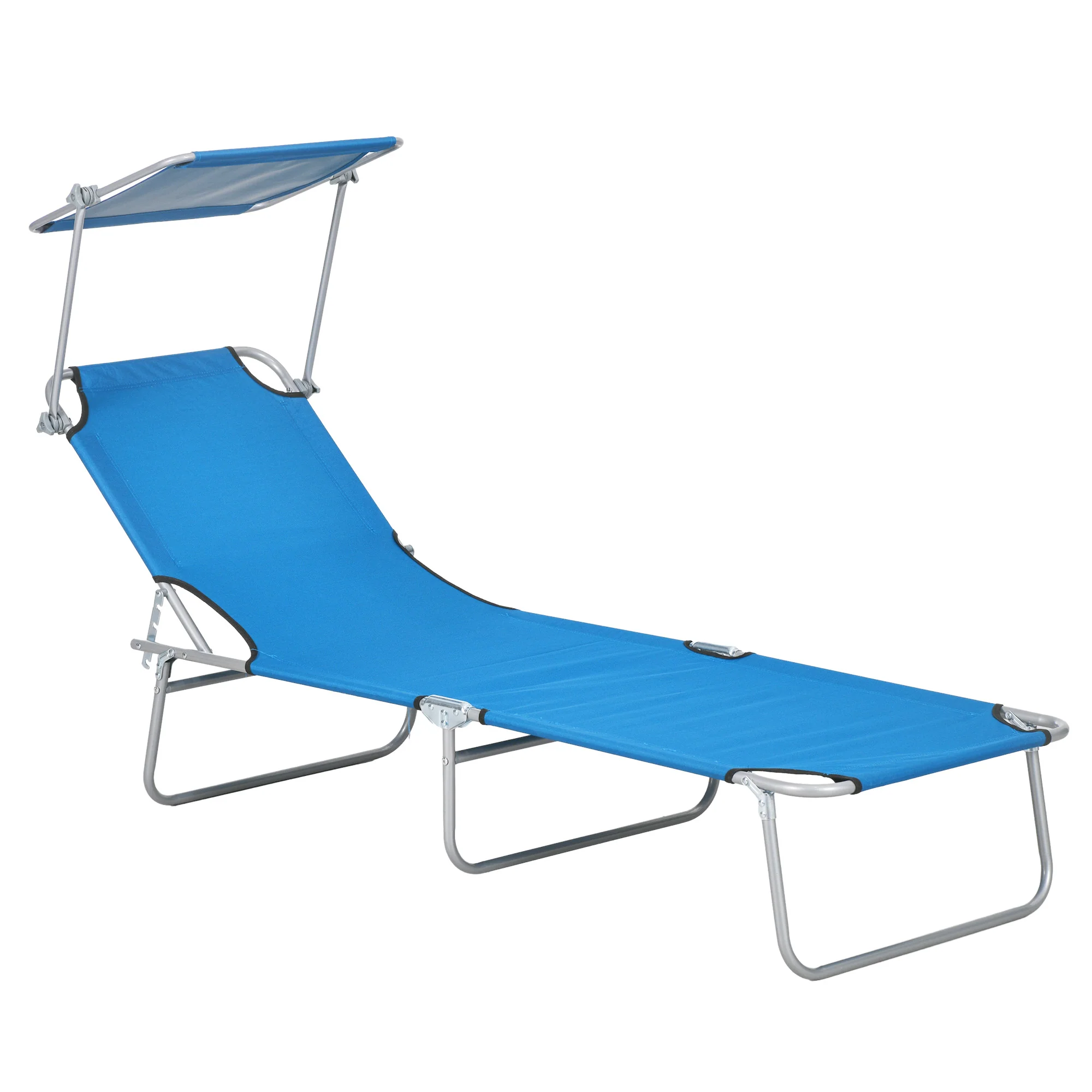 Outsunny Folding Chair Sun Lounger W/ Sunshade Garden Recliner Hammock - Image 10