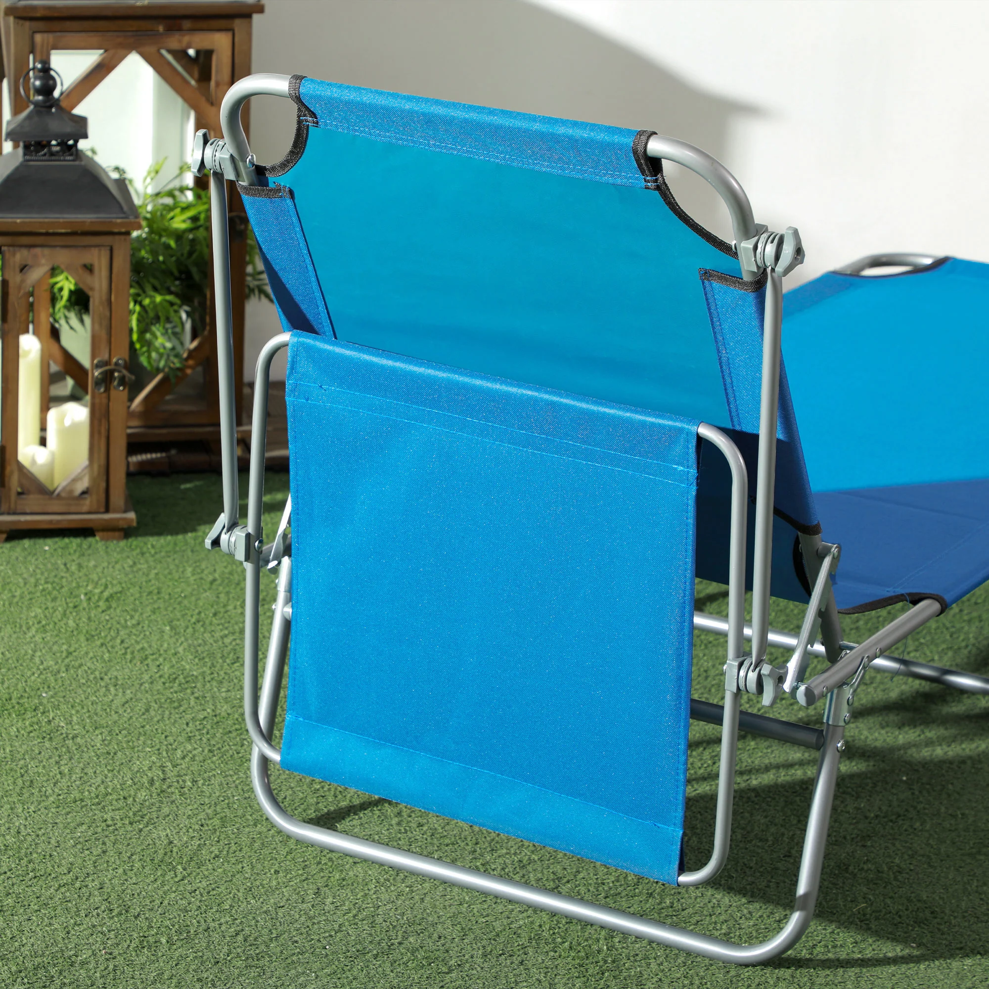 Outsunny Folding Chair Sun Lounger W/ Sunshade Garden Recliner Hammock - Image 16