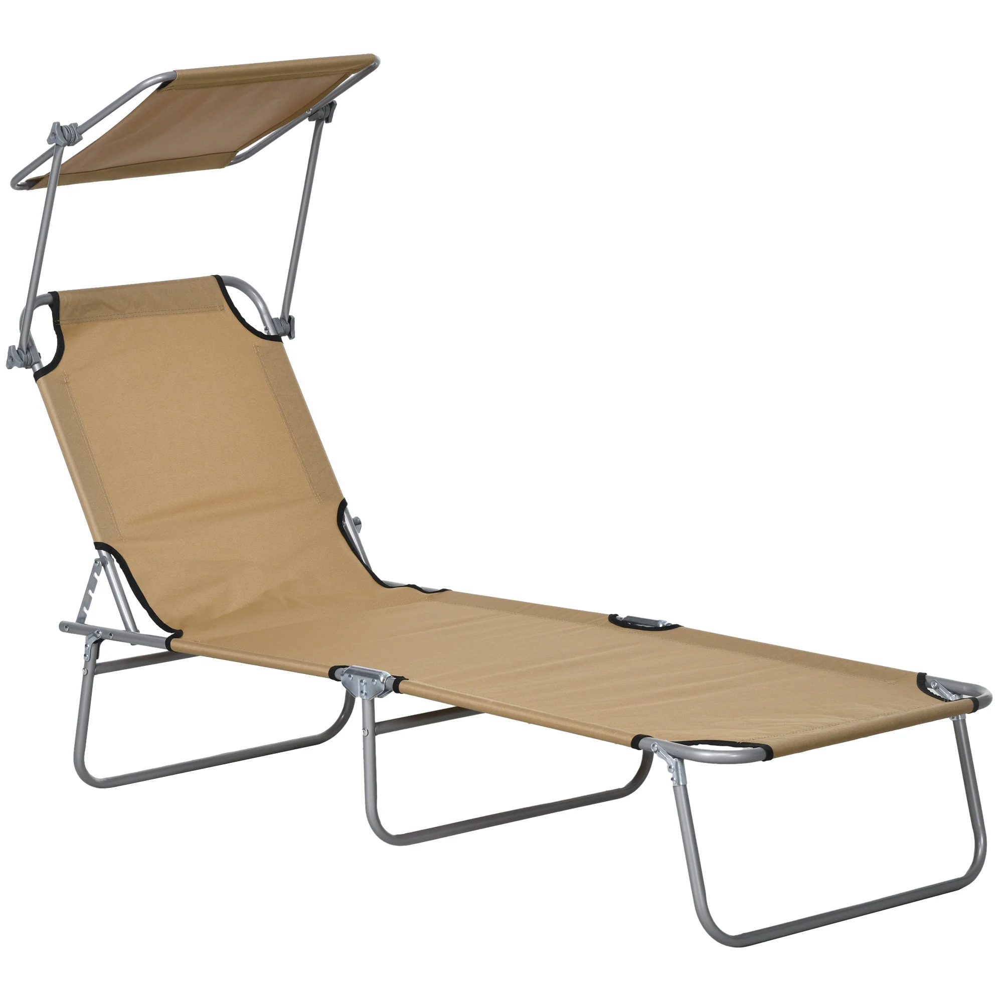 Outsunny Folding Chair Sun Lounger W/ Sunshade Garden Recliner Hammock - Image 19