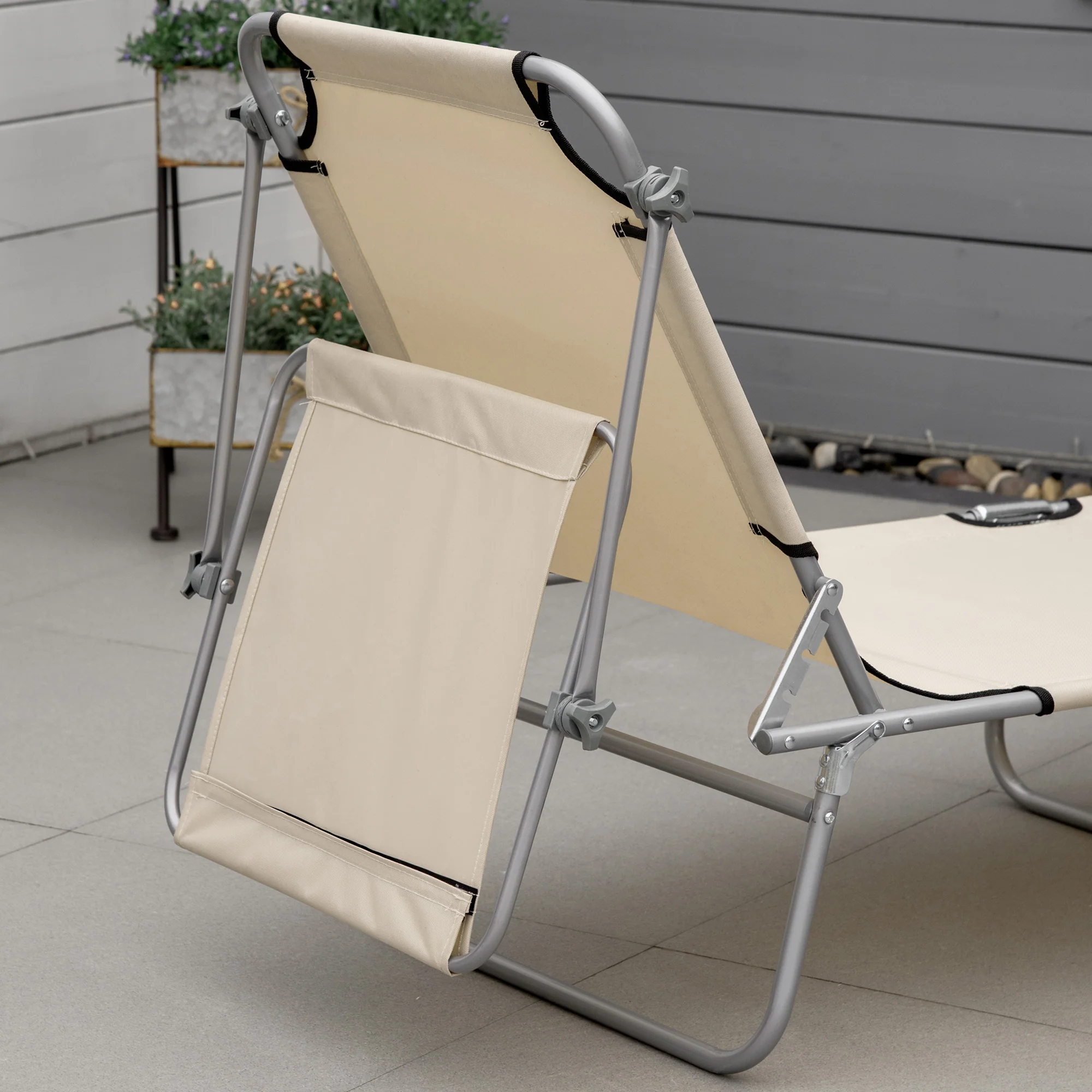 Outsunny Folding Chair Sun Lounger W/ Sunshade Garden Recliner Hammock - Image 8