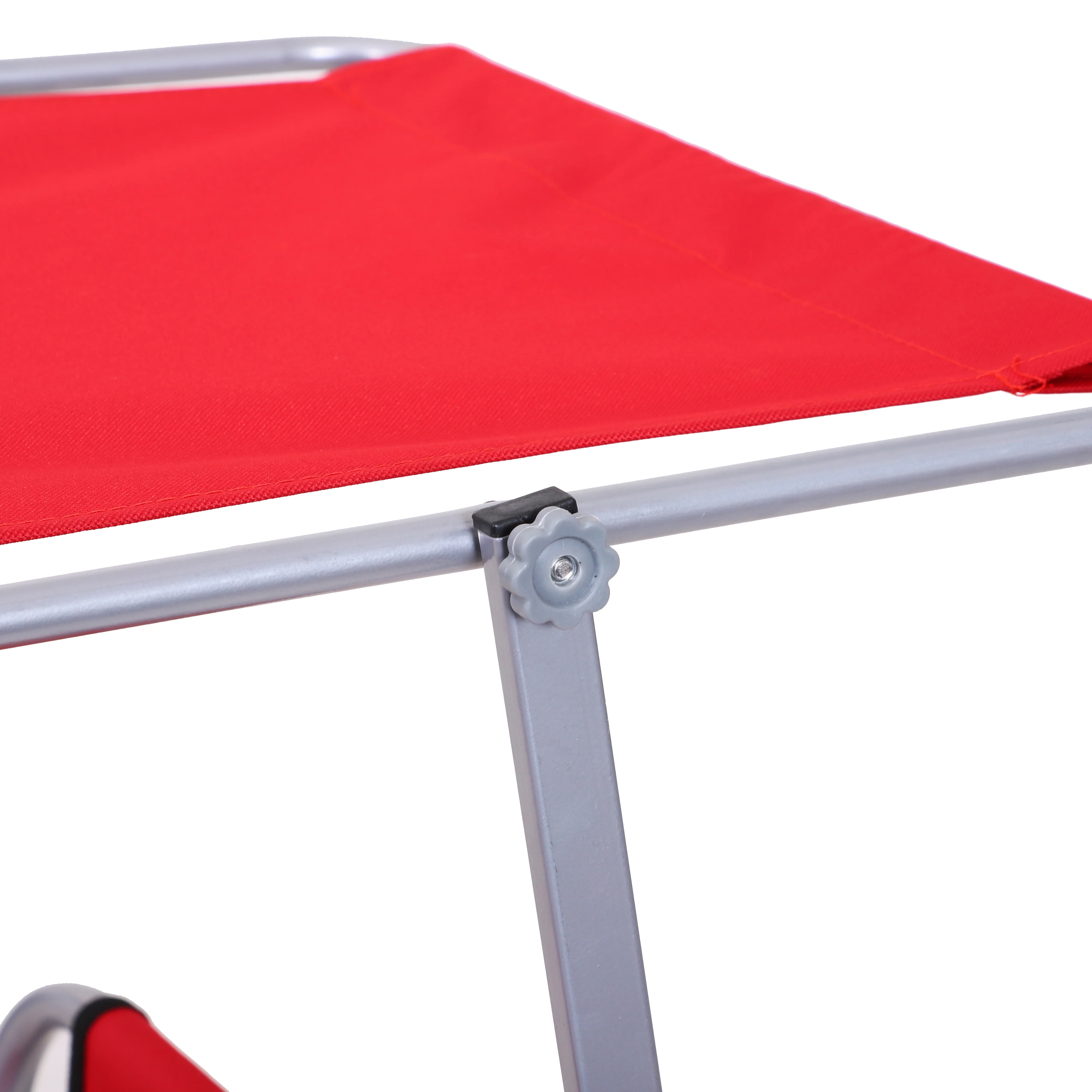 Outsunny Folding Chair Sun Lounger w/ Sunshade Garden Recliner Hammock Red - Image 8