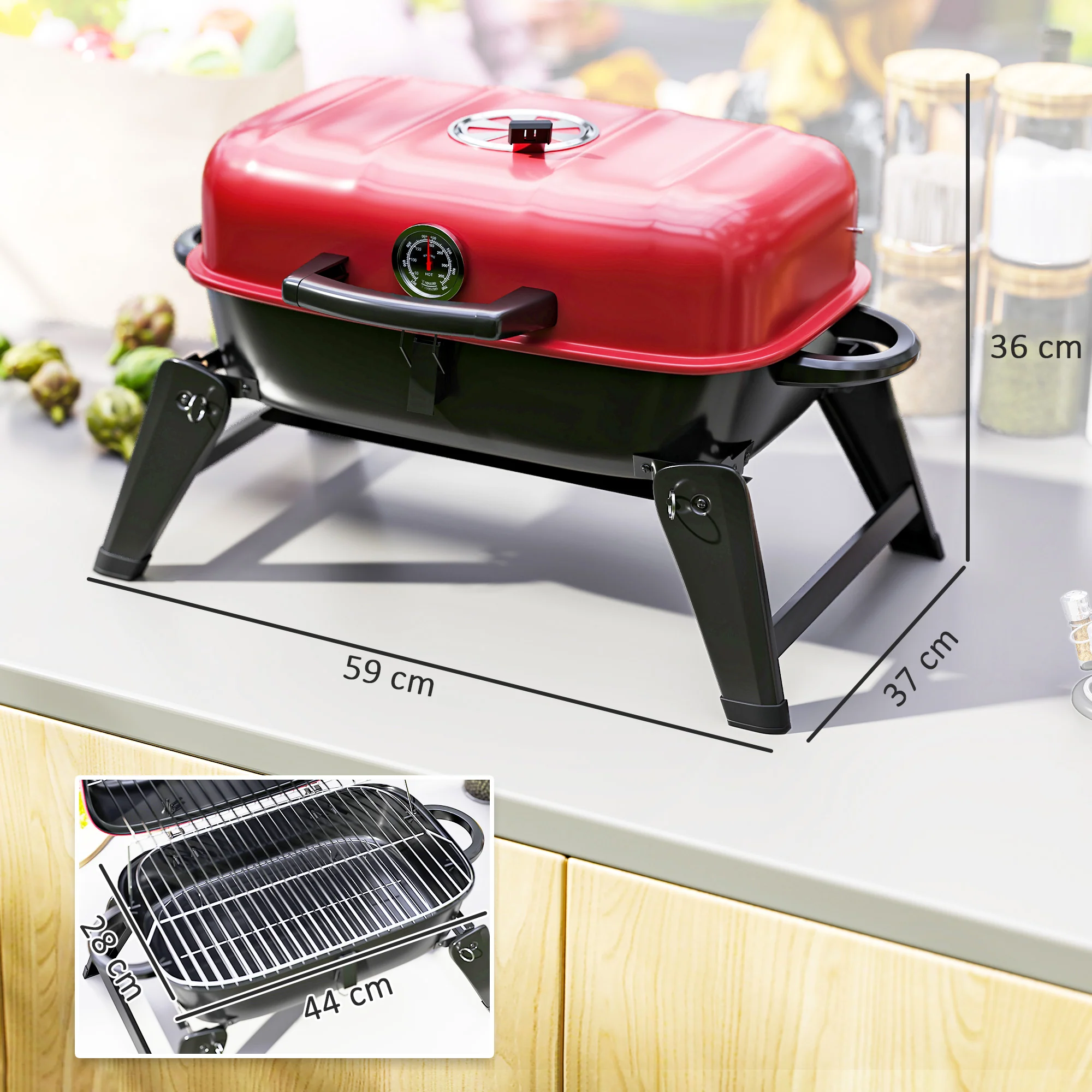 Outsunny Folding Charcoal Barbecue Grill, Portable BBQ For Camping - Image 14