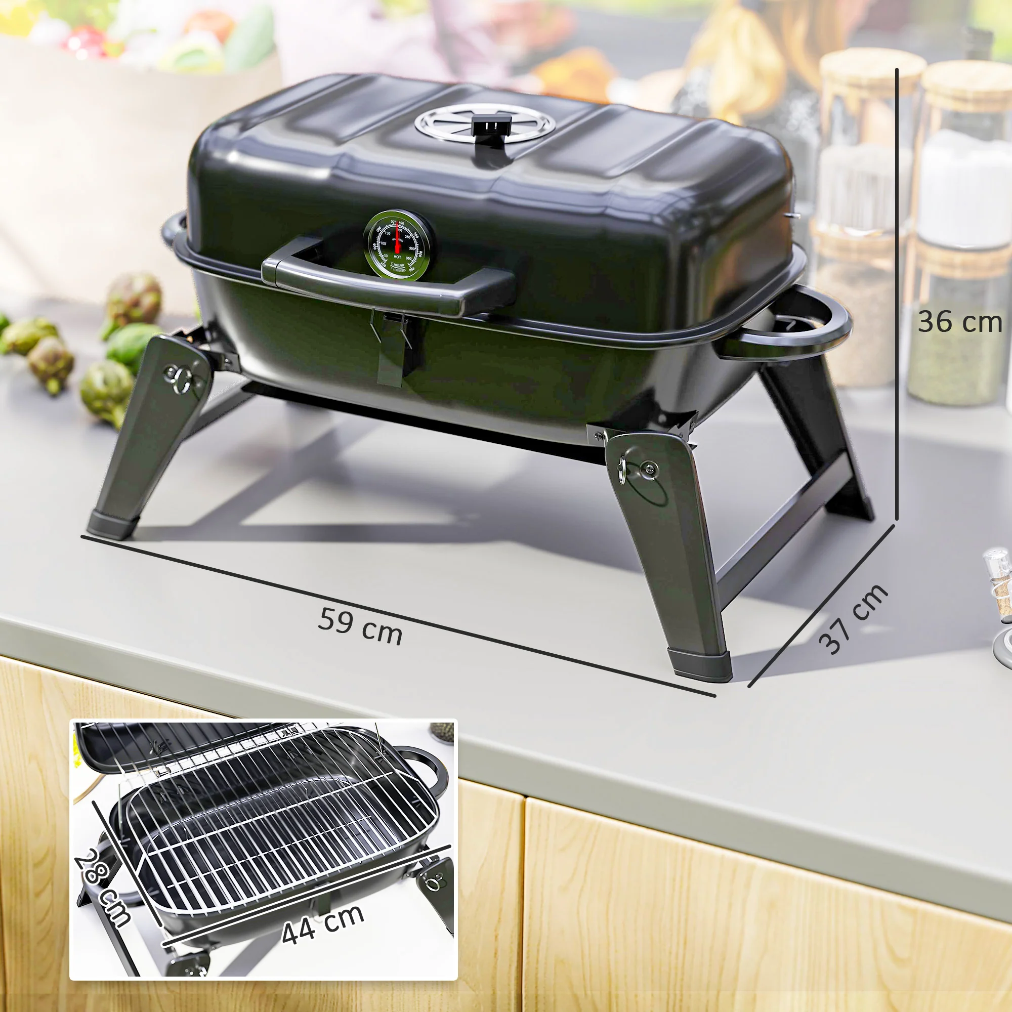 Outsunny Folding Charcoal Barbecue Grill, Portable BBQ For Camping - Image 5