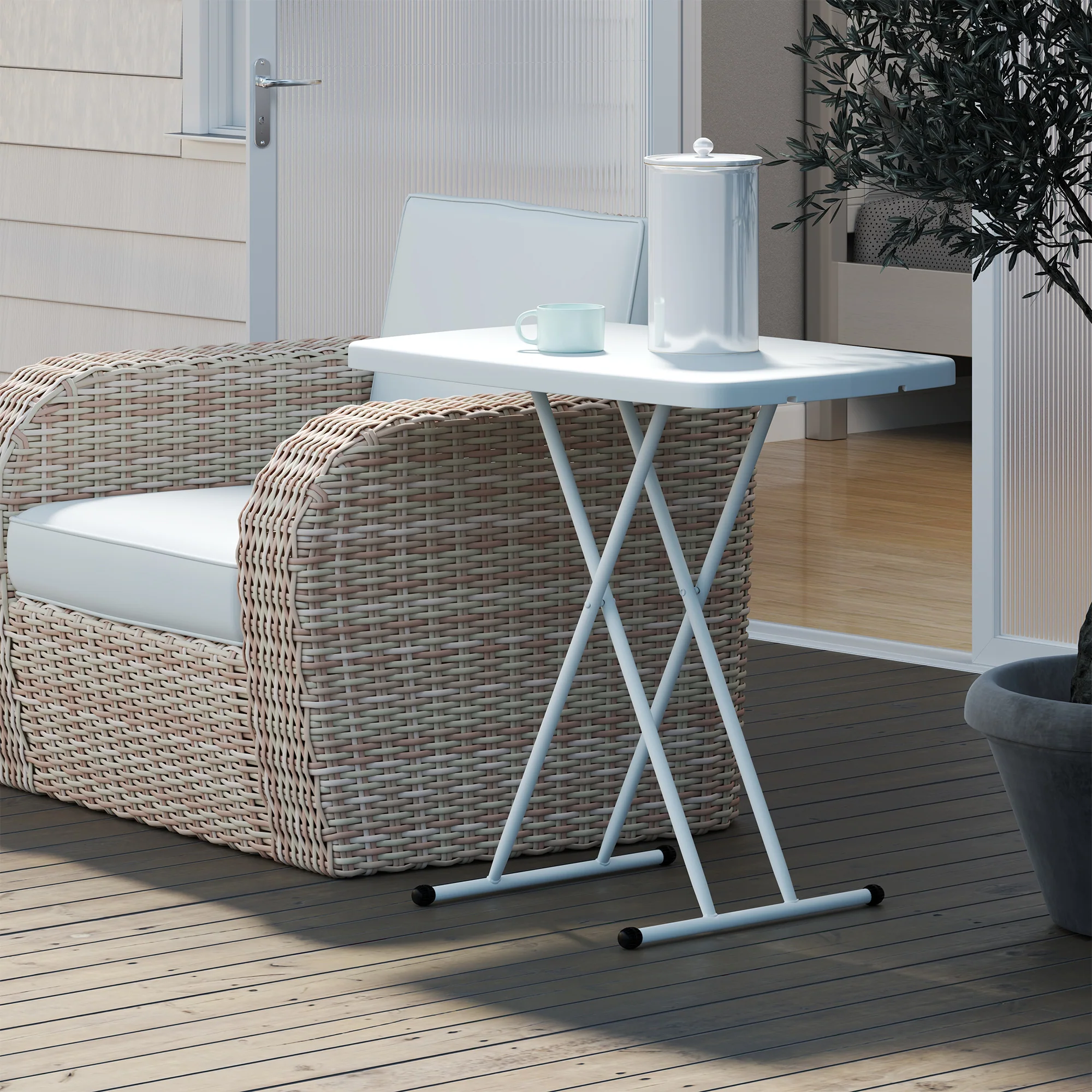 Outsunny Folding Coffee Table, Height Adjustable Bistro Table - Image 11