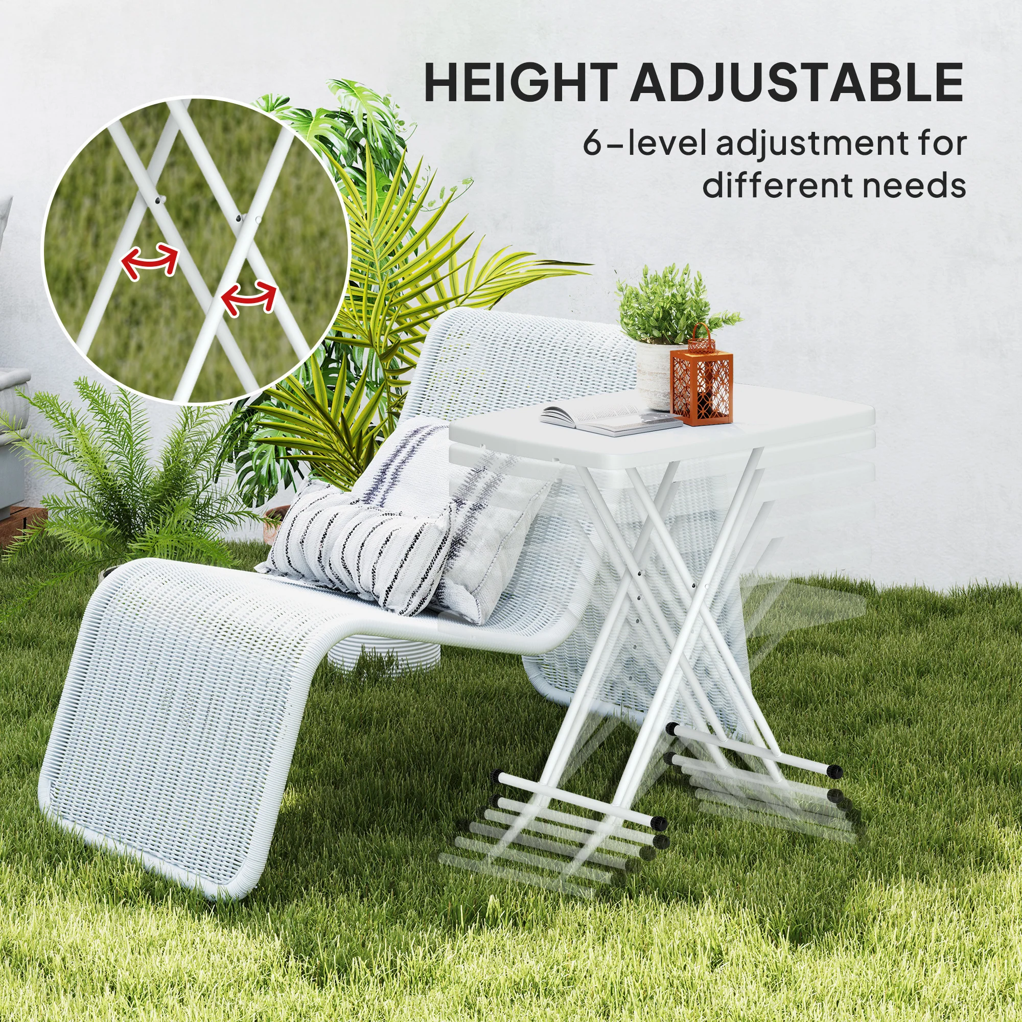 Outsunny Folding Coffee Table, Height Adjustable Bistro Table - Image 13