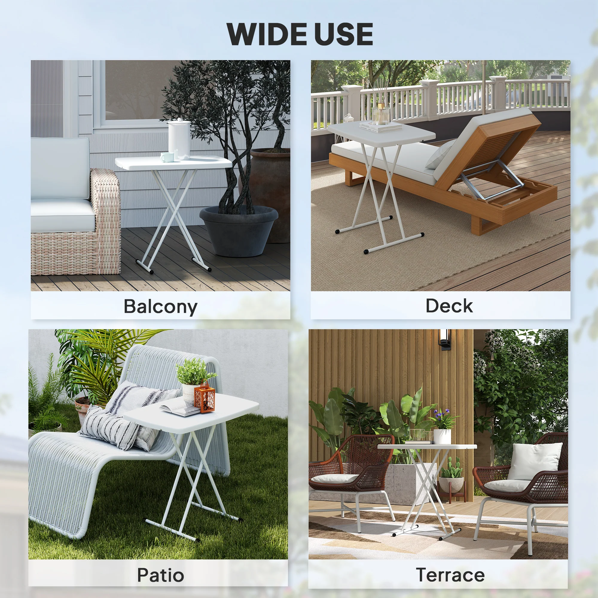 Outsunny Folding Coffee Table, Height Adjustable Bistro Table - Image 16