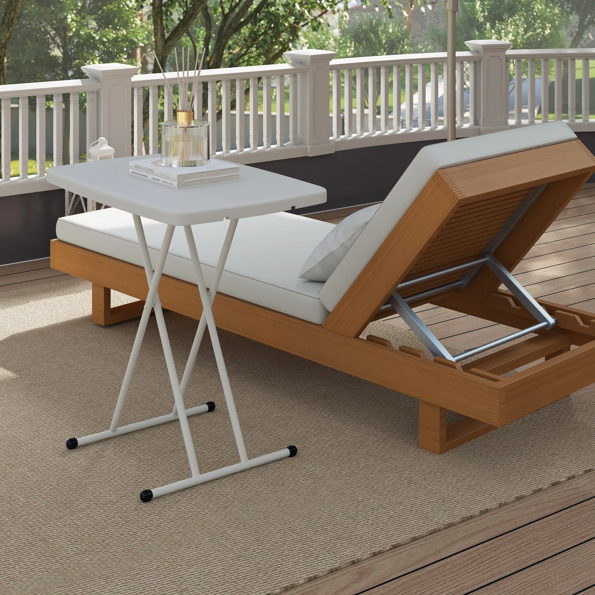 Outsunny Folding Coffee Table, Height Adjustable Bistro Table - Image 17