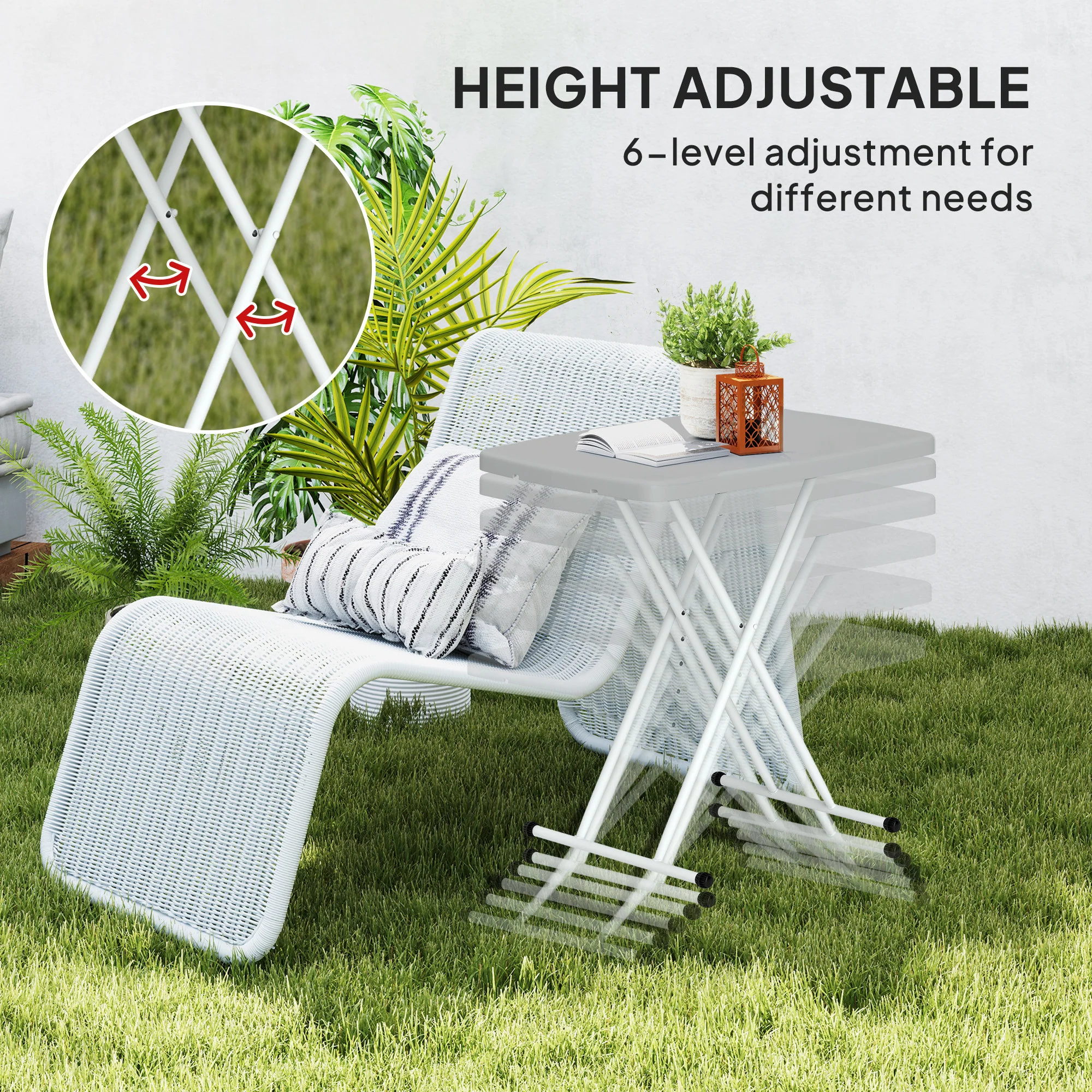 Outsunny Folding Coffee Table, Height Adjustable Bistro Table - Image 4