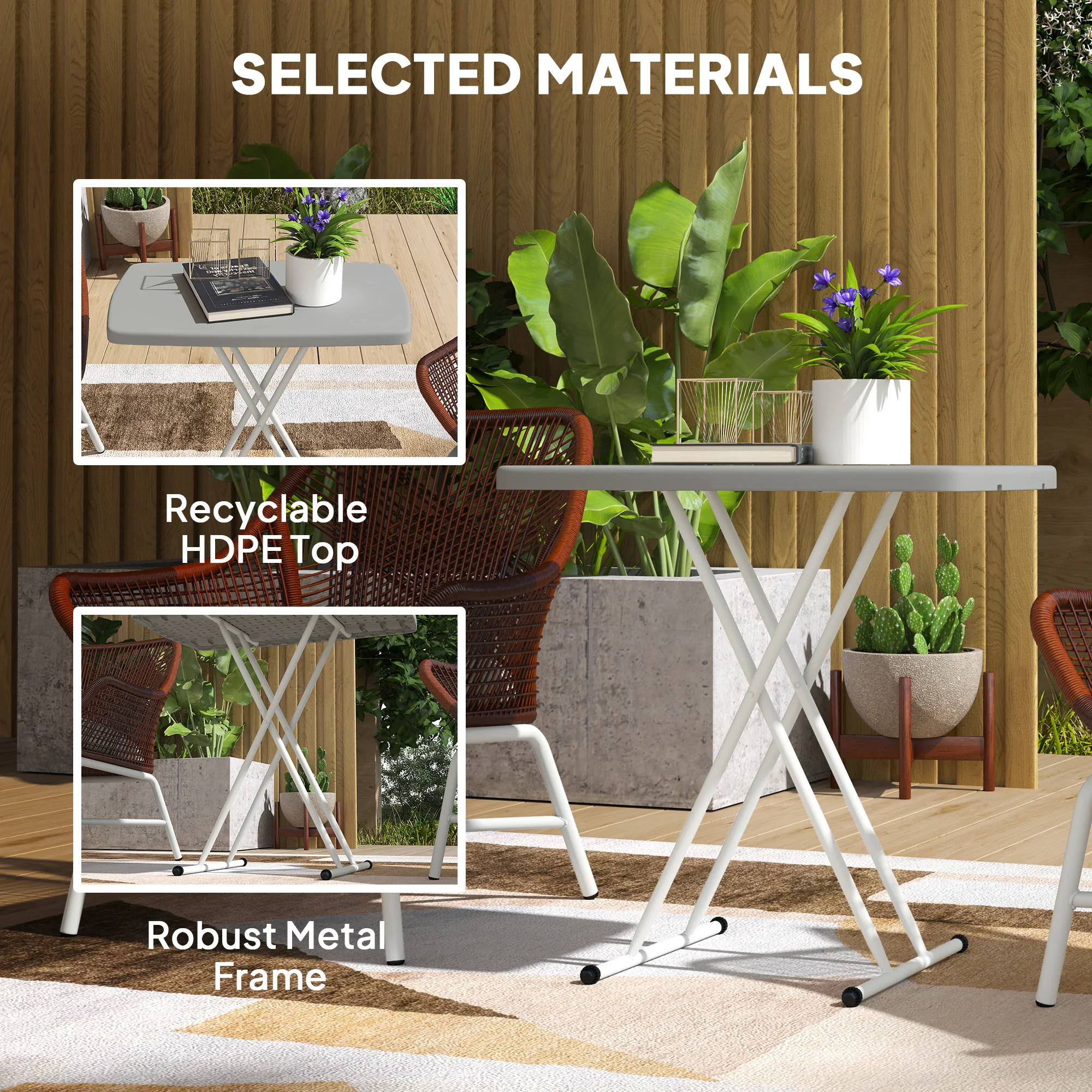 Outsunny Folding Coffee Table, Height Adjustable Bistro Table - Image 6
