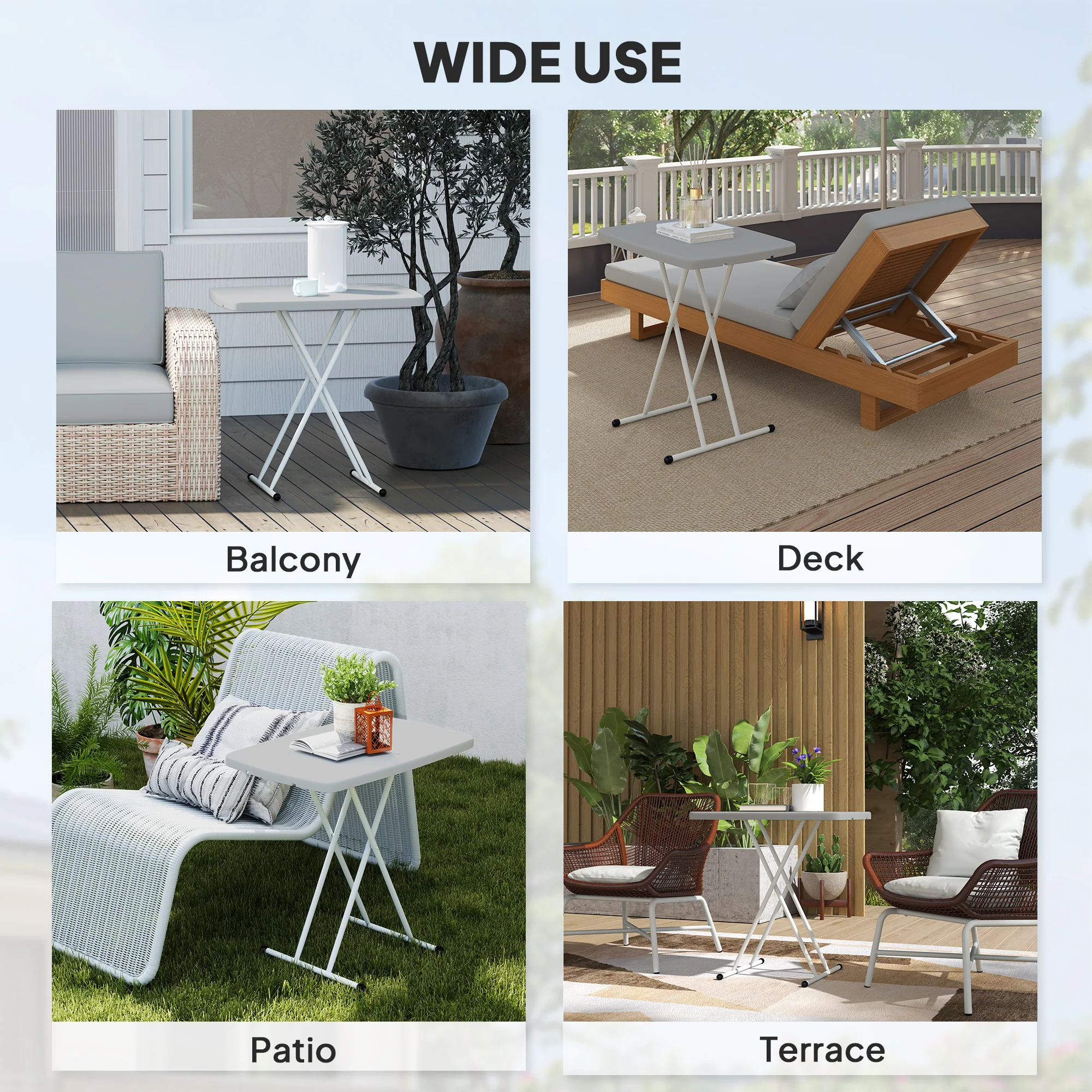 Outsunny Folding Coffee Table, Height Adjustable Bistro Table - Image 7