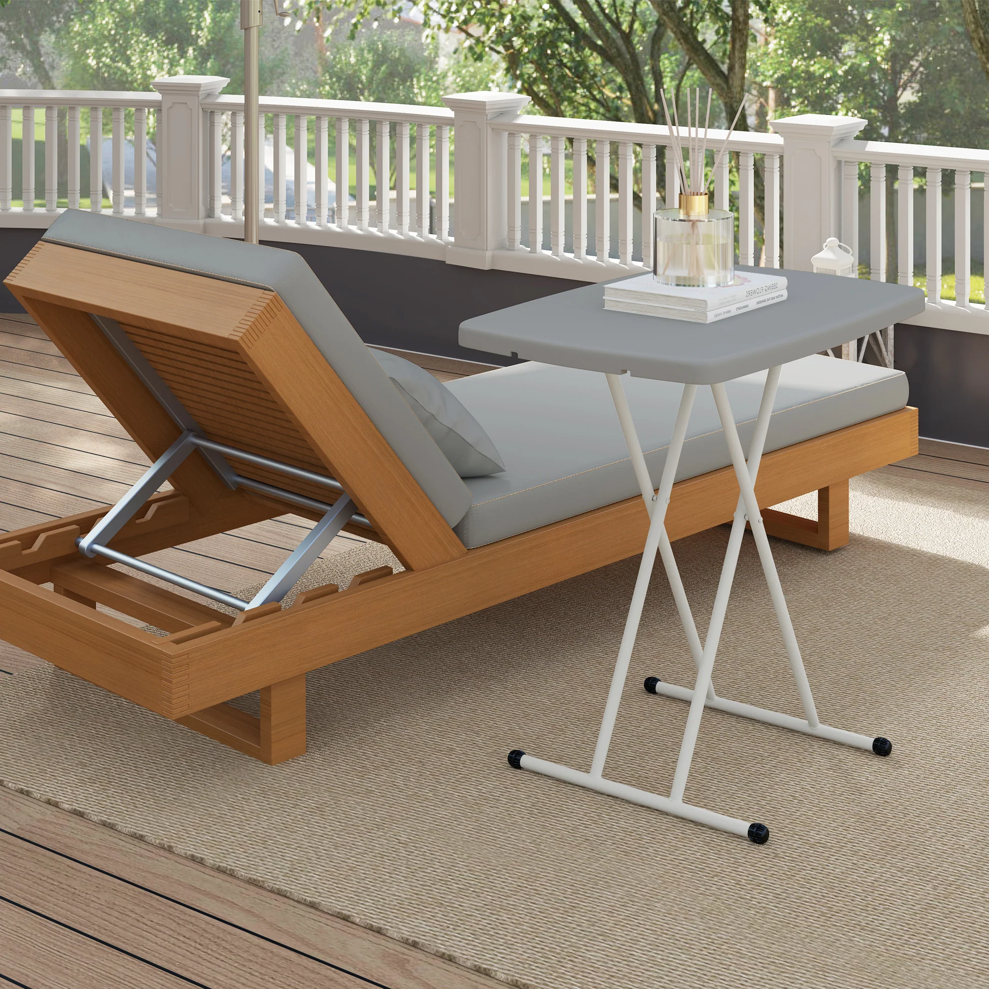 Outsunny Folding Coffee Table, Height Adjustable Bistro Table - Image 8