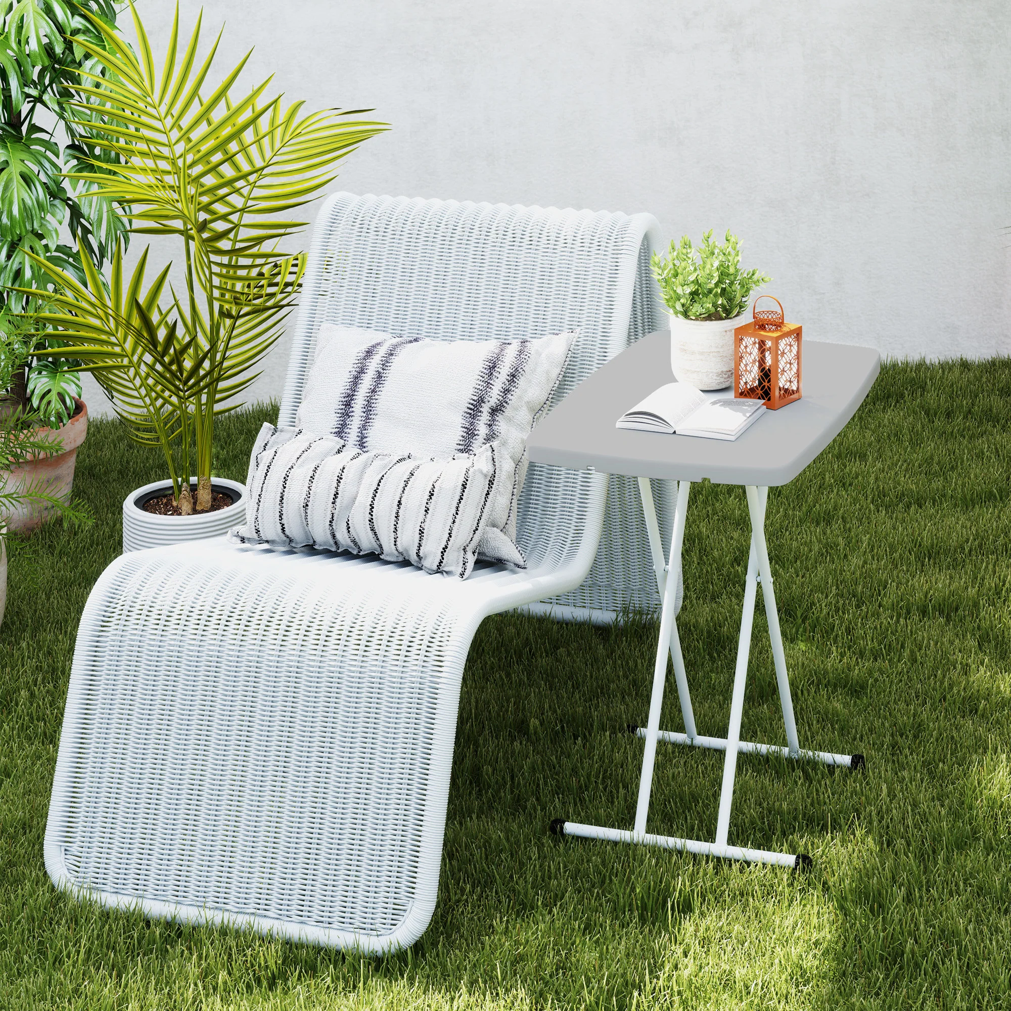 Outsunny Folding Coffee Table, Height Adjustable Bistro Table - Image 9