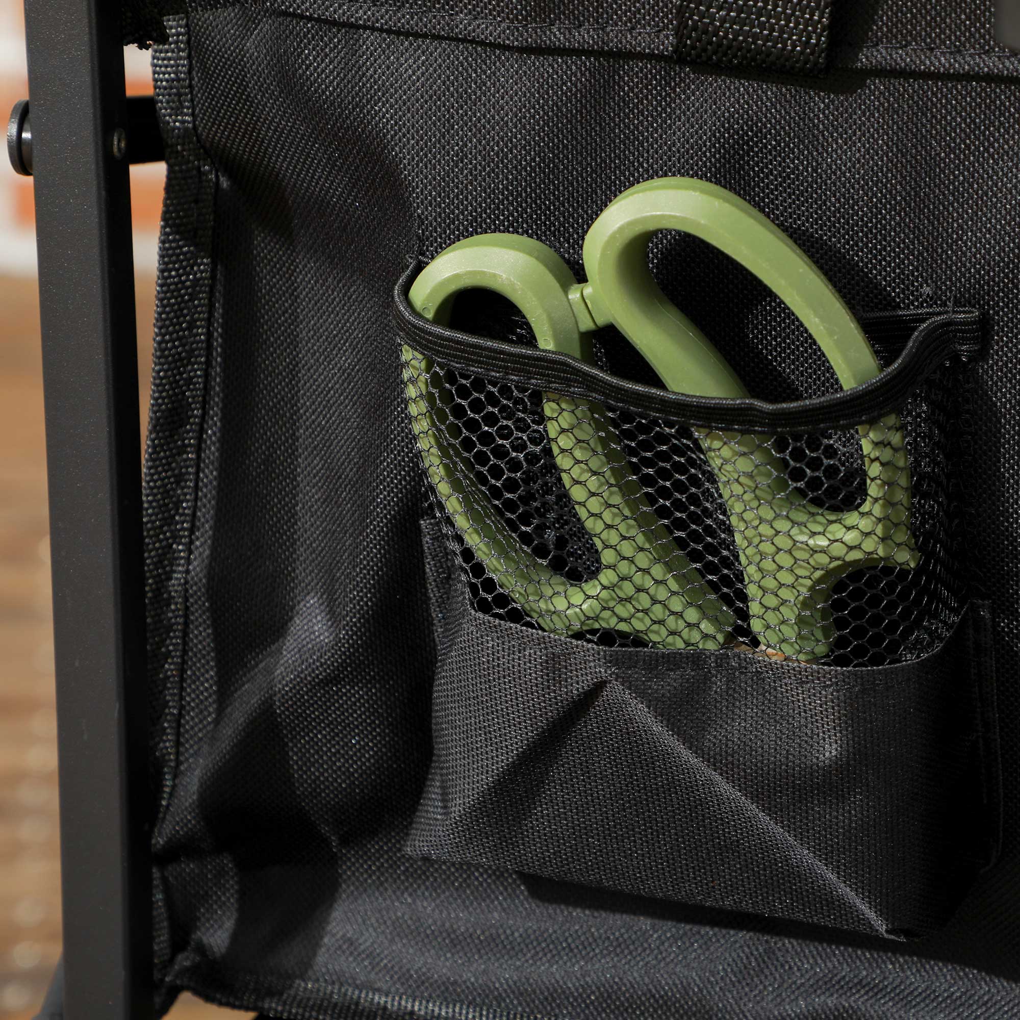 Outsunny Folding Outdoor Storage Trolley Cart Bag Telescopic Handle Brakes Black - Image 9