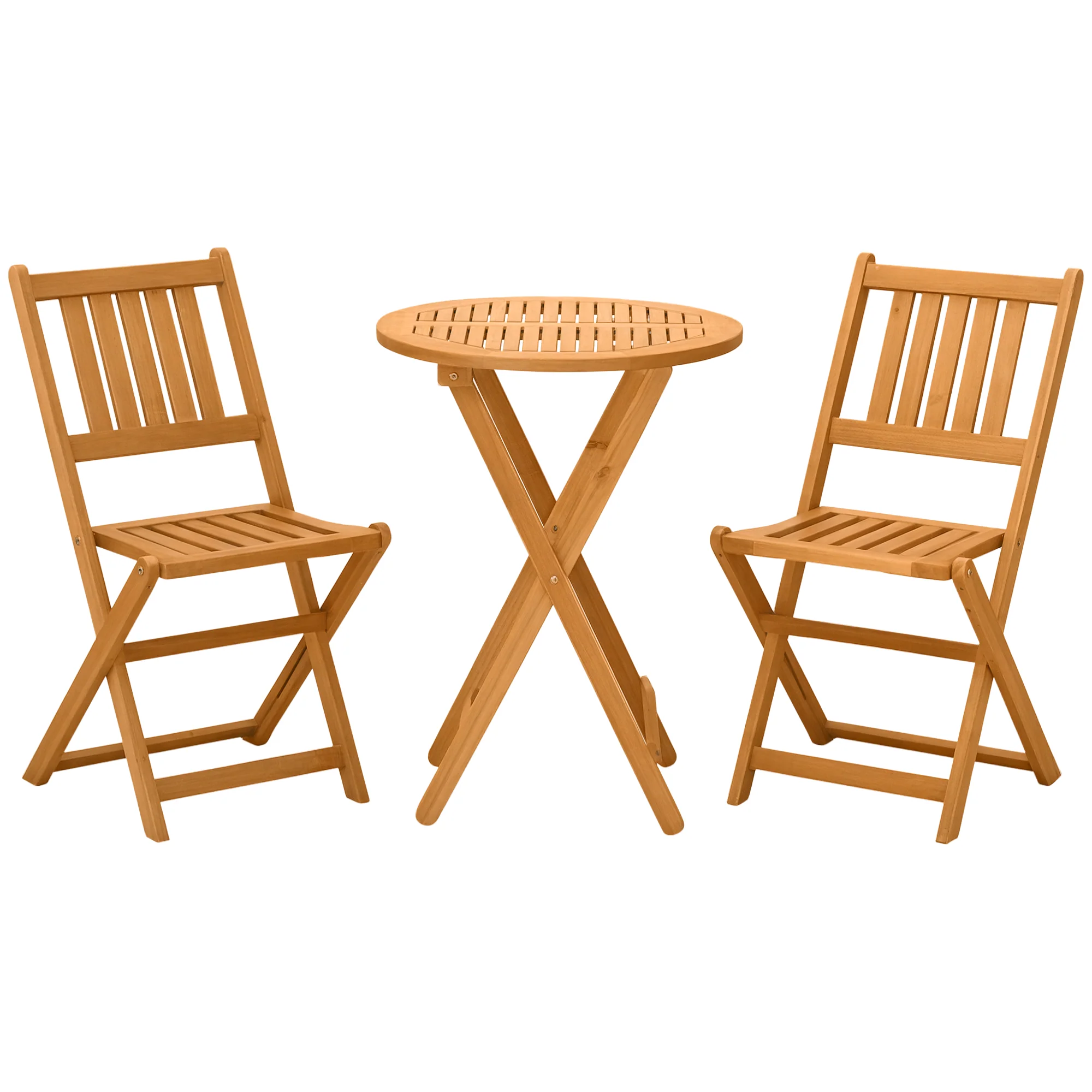 Outsunny Folding Patio Bistro Set Of 3 Dining Table Set With 2 Foldable Chairs