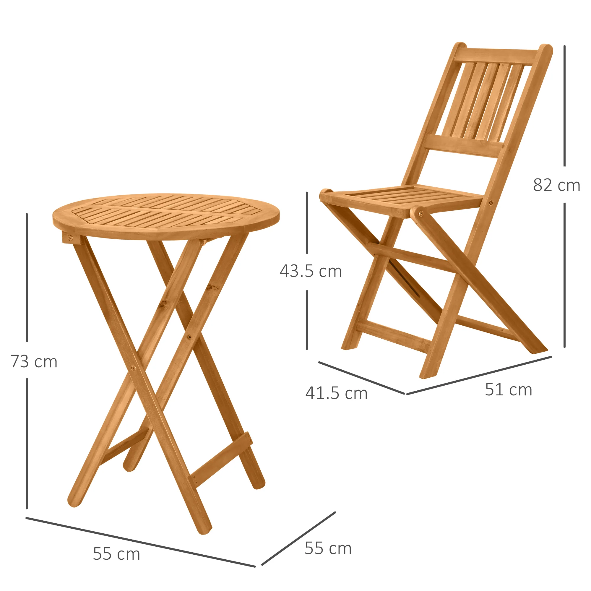 Outsunny Folding Patio Bistro Set Of 3 Dining Table Set With 2 Foldable Chairs - Image 5