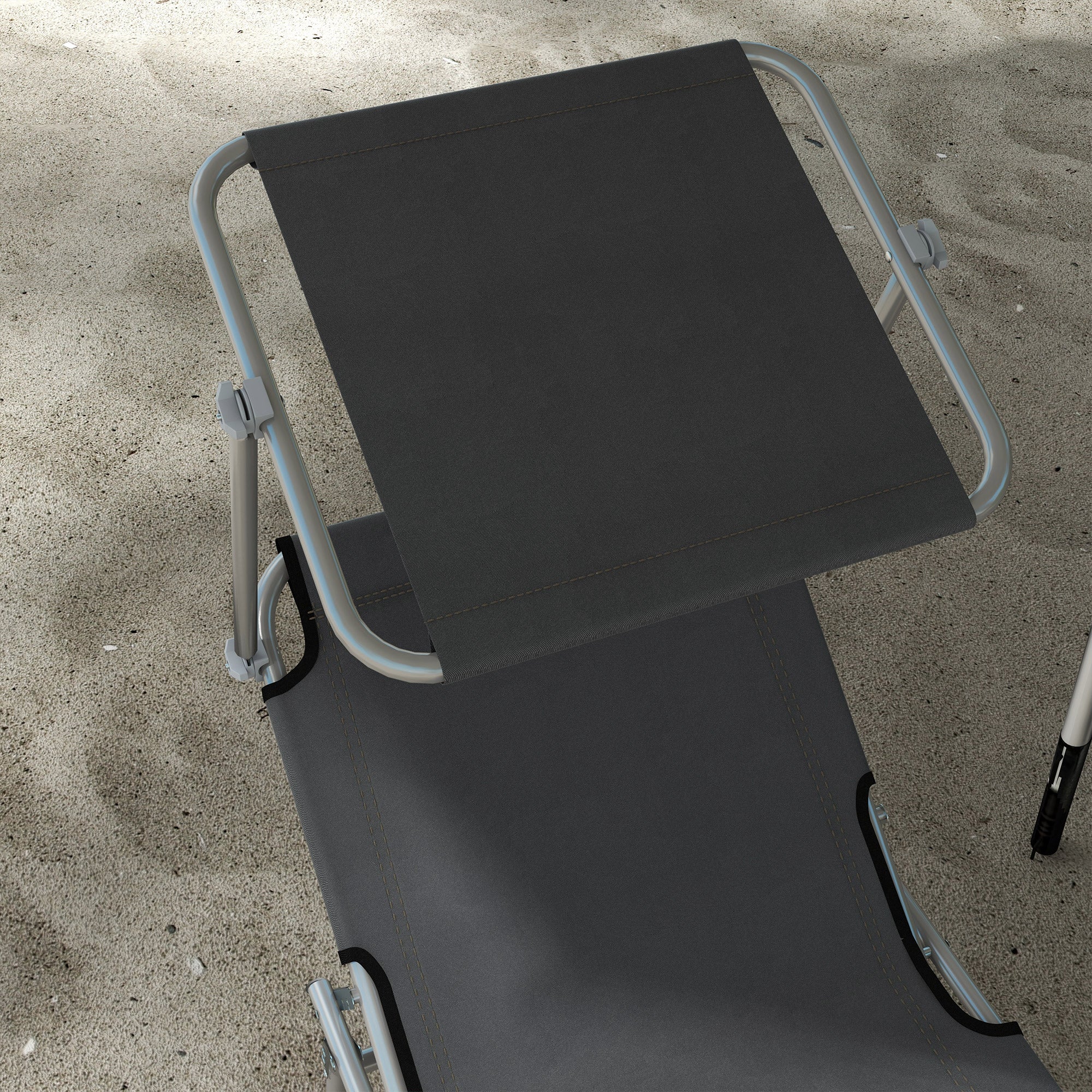 Outsunny Folding Sun Lounger Set of 2 w/ Sunshade Adjustable Backrest - Image 17