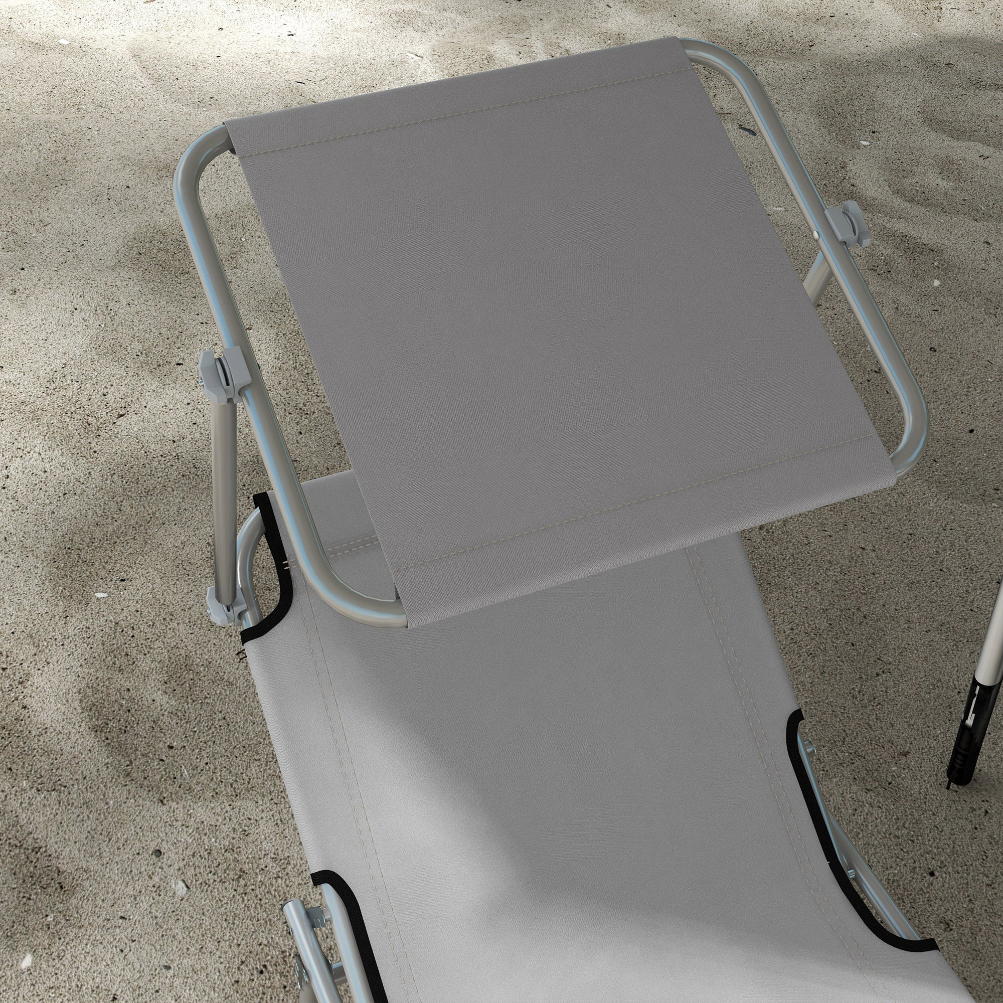 Outsunny Folding Sun Lounger Set of 2 w/ Sunshade Adjustable Backrest - Image 26