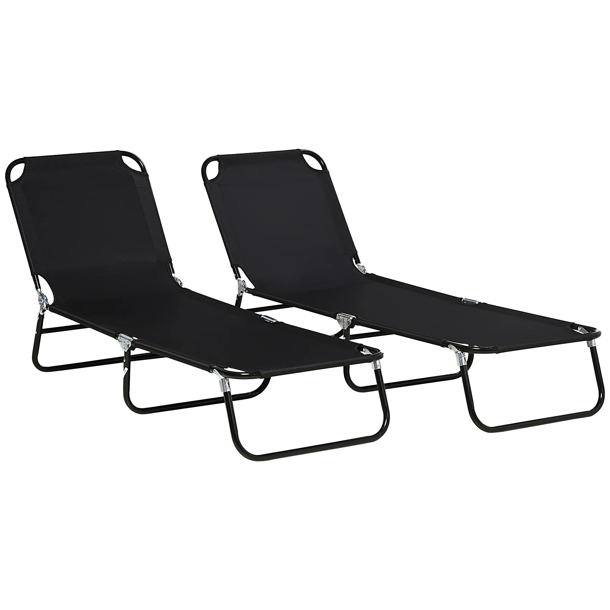 Outsunny Folding Sun Loungers Set Of 2 With Adjustable Backrest - Image 10