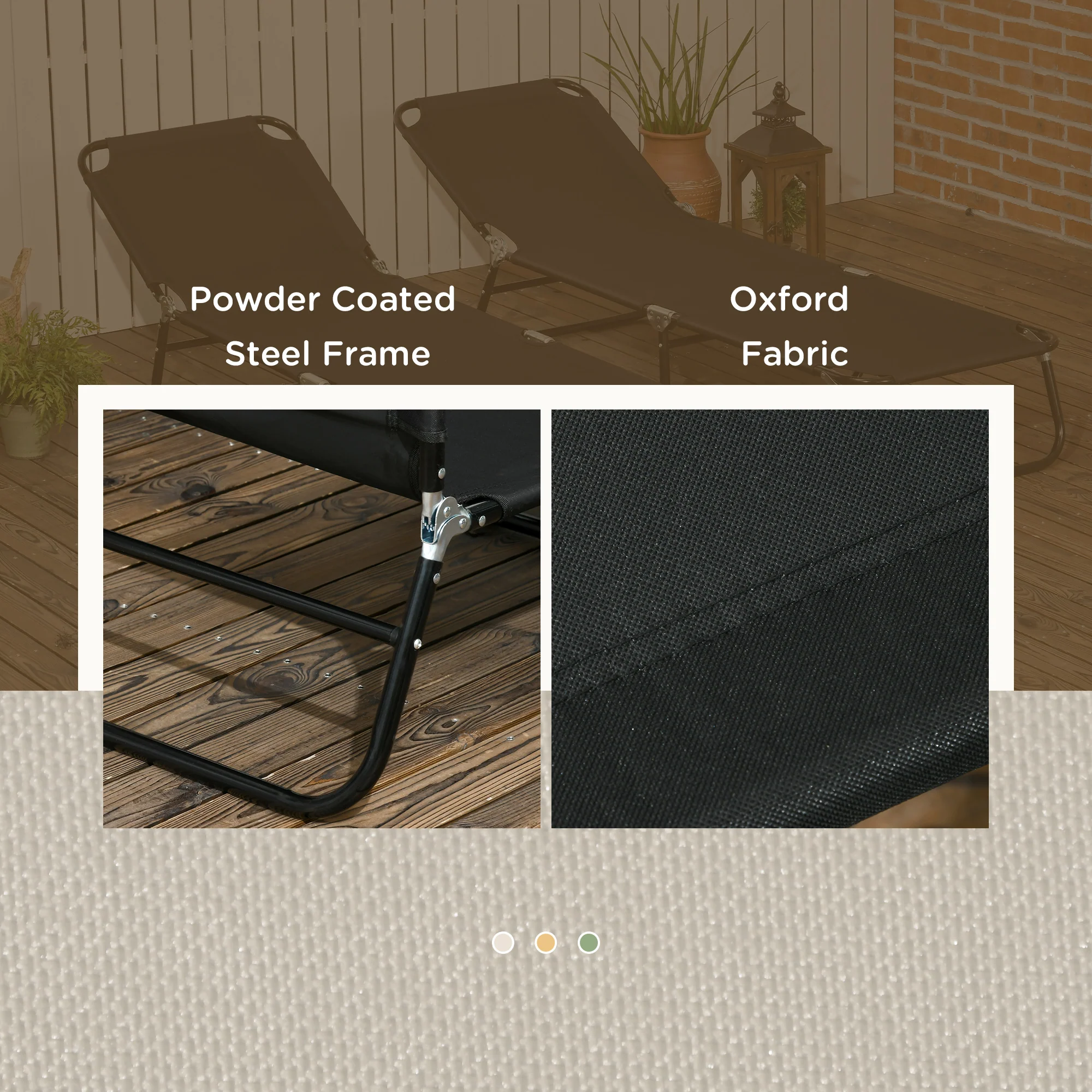 Outsunny Folding Sun Loungers Set Of 2 With Adjustable Backrest - Image 15