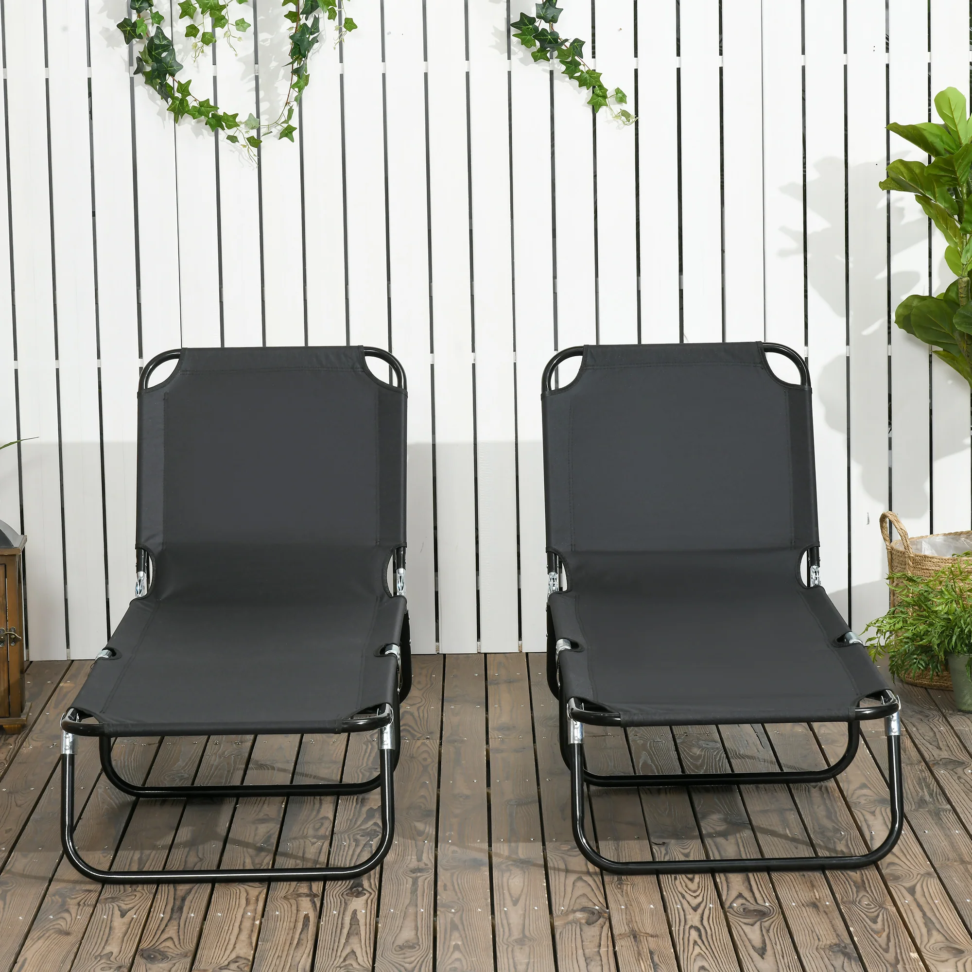 Outsunny Folding Sun Loungers Set Of 2 With Adjustable Backrest - Image 18