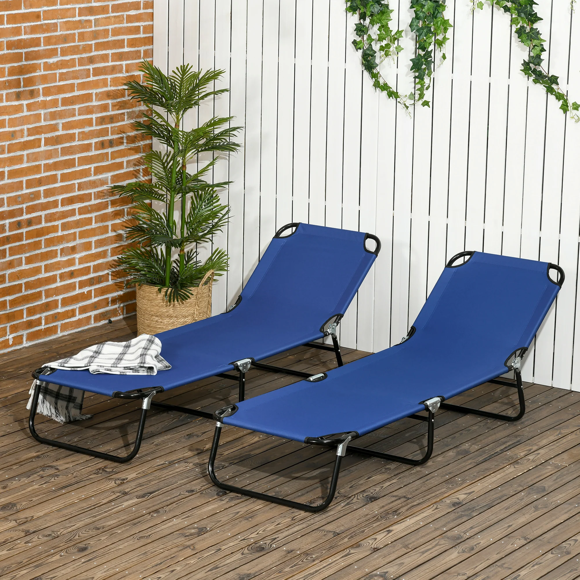 Outsunny Folding Sun Loungers Set Of 2 With Adjustable Backrest - Image 20