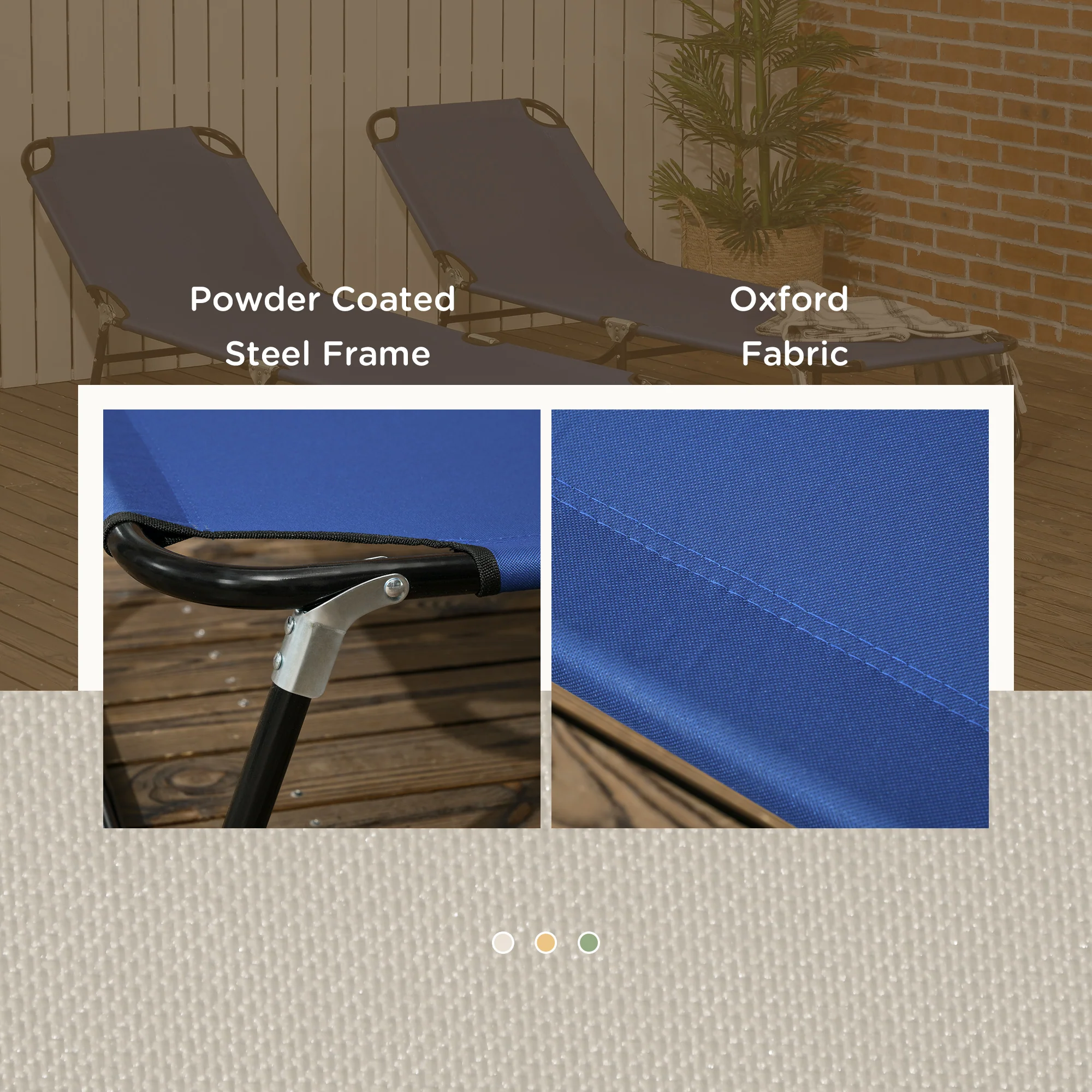 Outsunny Folding Sun Loungers Set Of 2 With Adjustable Backrest - Image 24