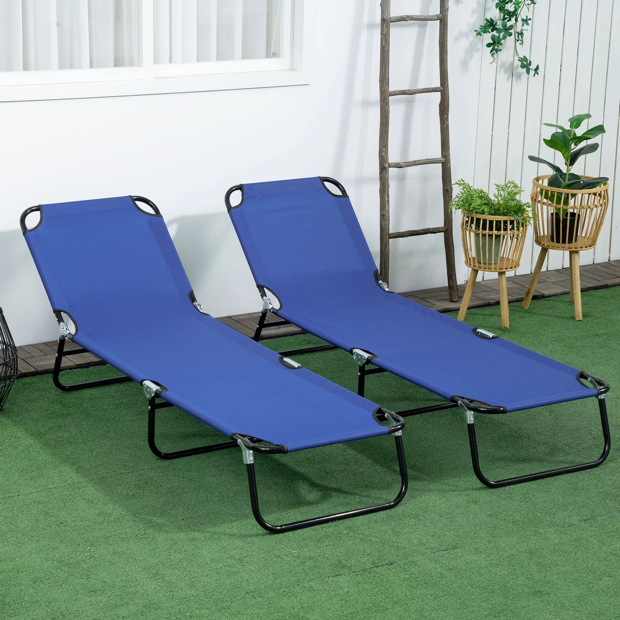 Outsunny Folding Sun Loungers Set Of 2 With Adjustable Backrest - Image 27