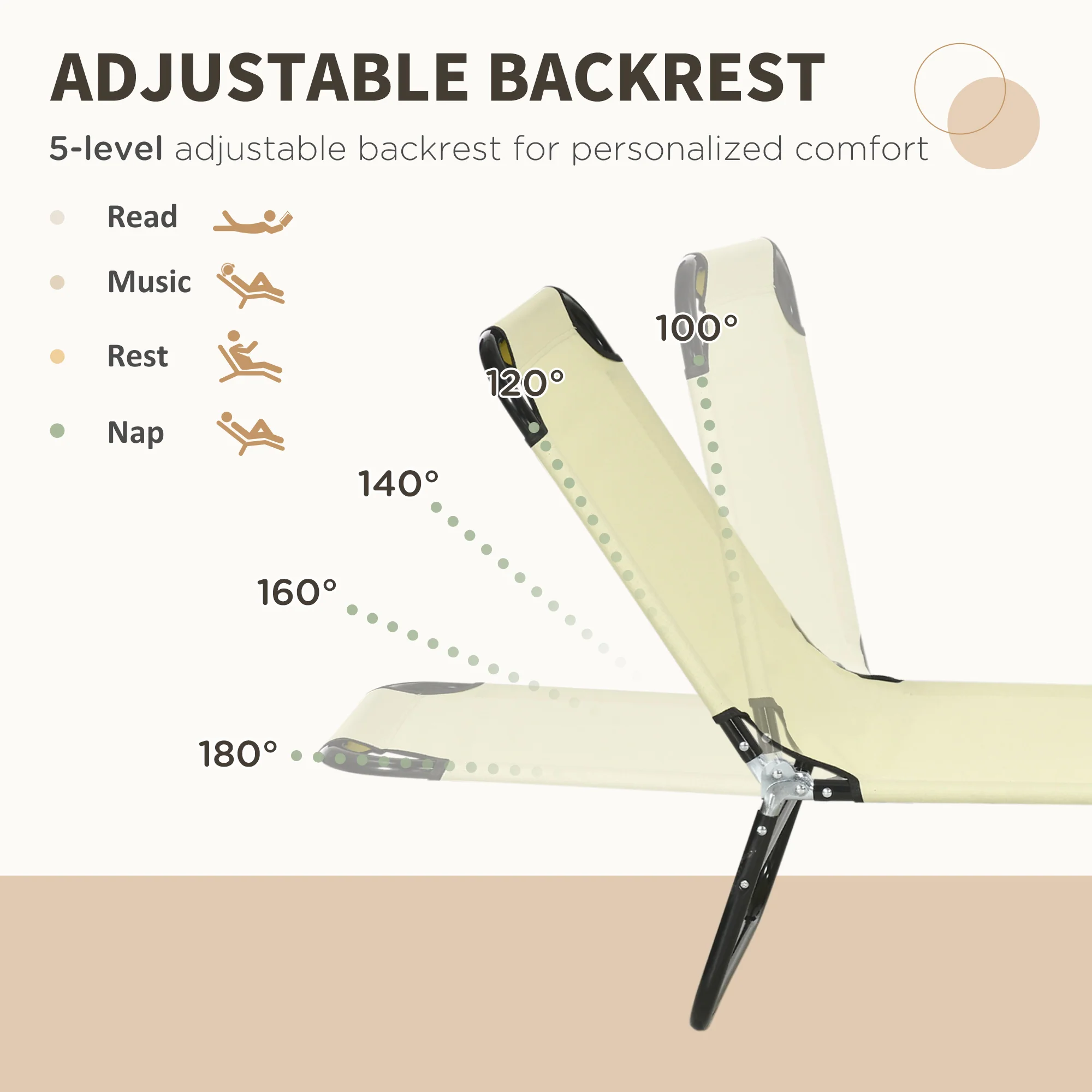Outsunny Folding Sun Loungers Set Of 2 With Adjustable Backrest - Image 3