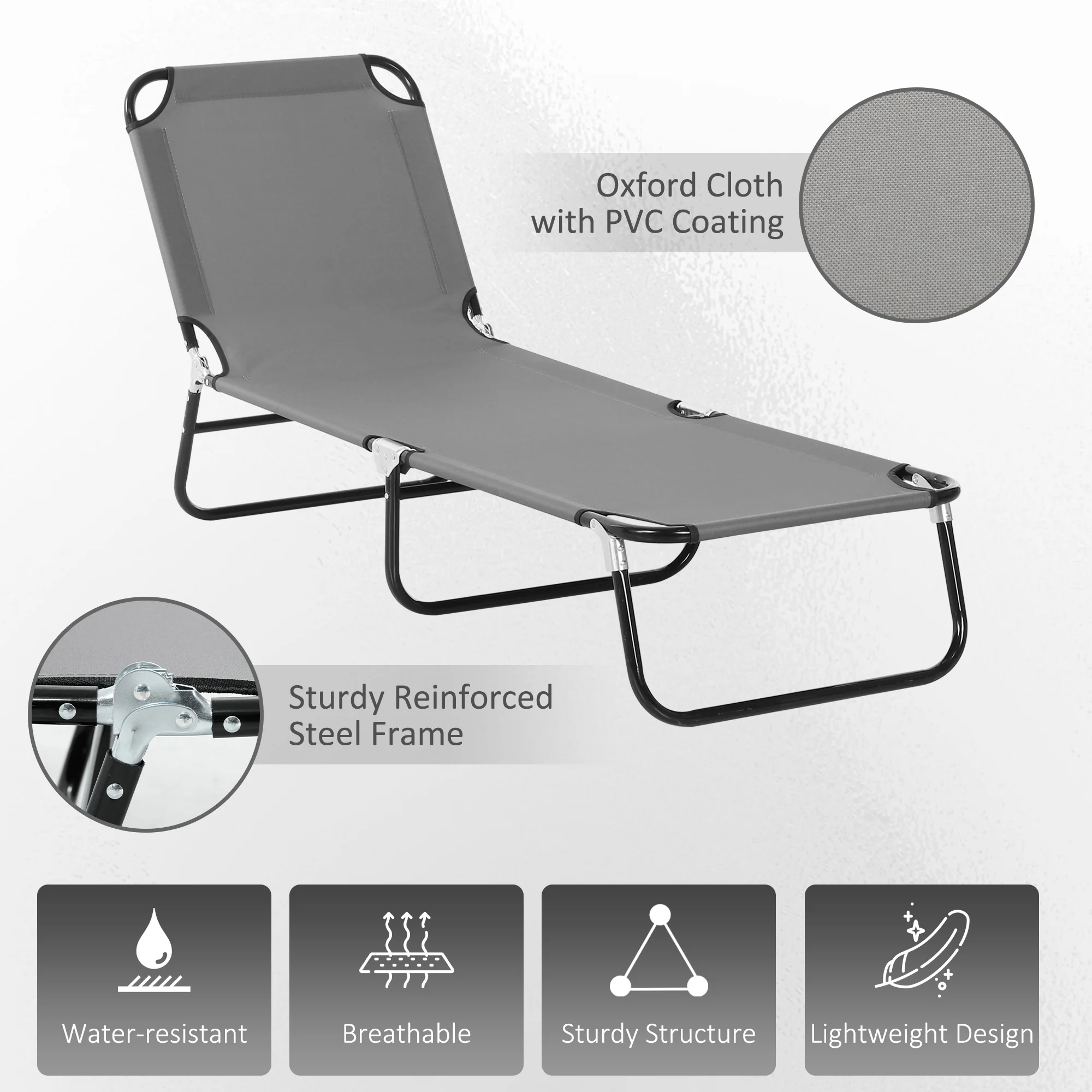 Outsunny Folding Sun Loungers Set Of 2 With Adjustable Backrest - Image 31