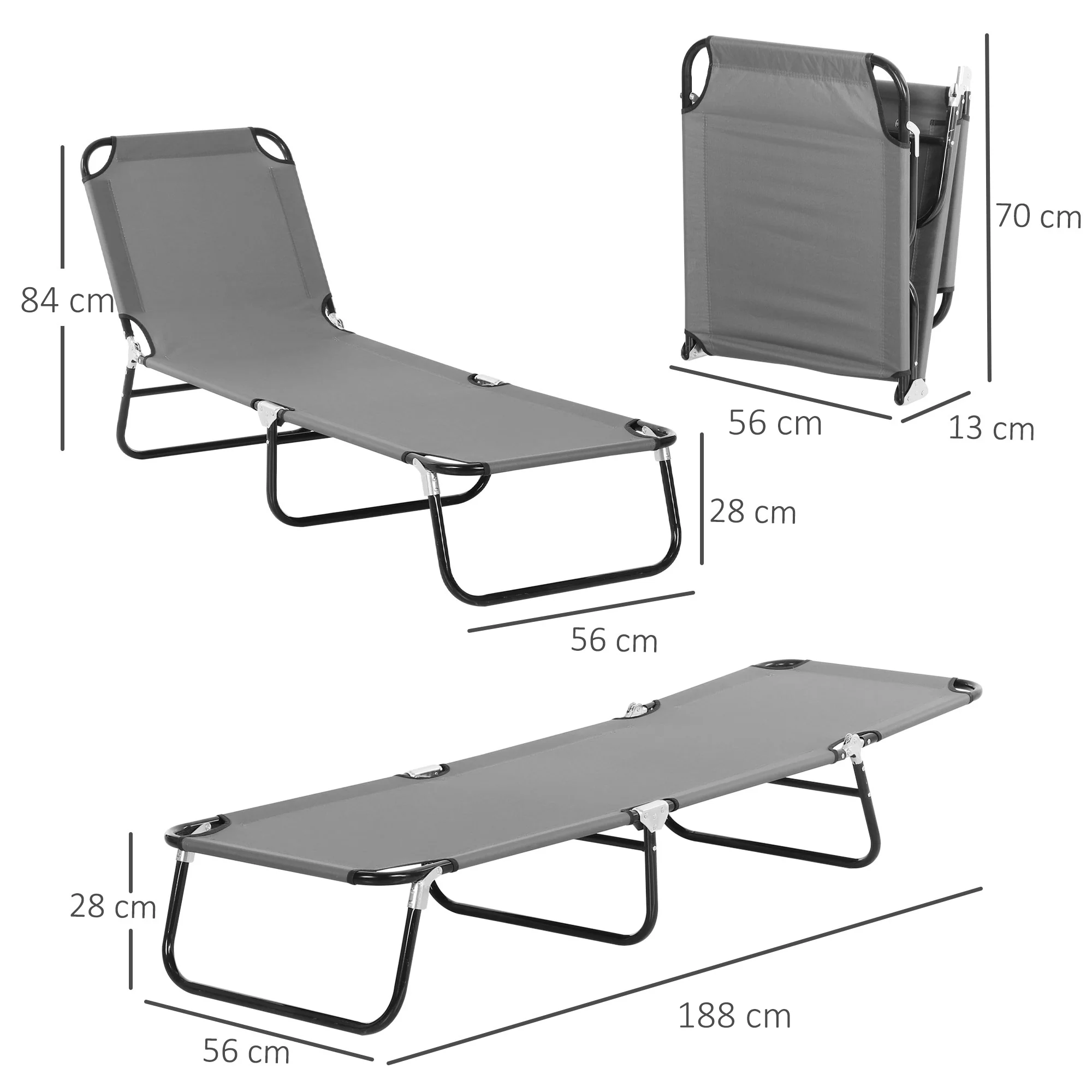 Outsunny Folding Sun Loungers Set Of 2 With Adjustable Backrest - Image 32