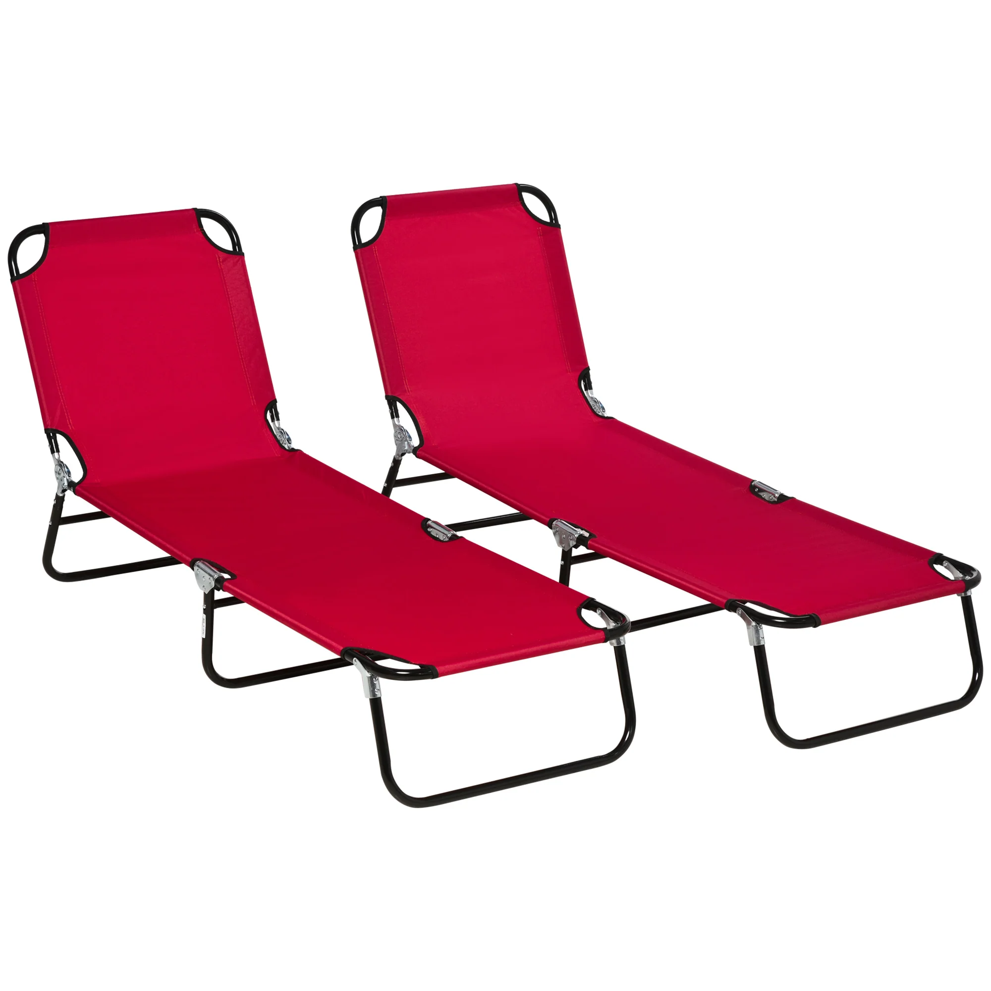 Outsunny Folding Sun Loungers Set Of 2 With Adjustable Backrest - Image 37