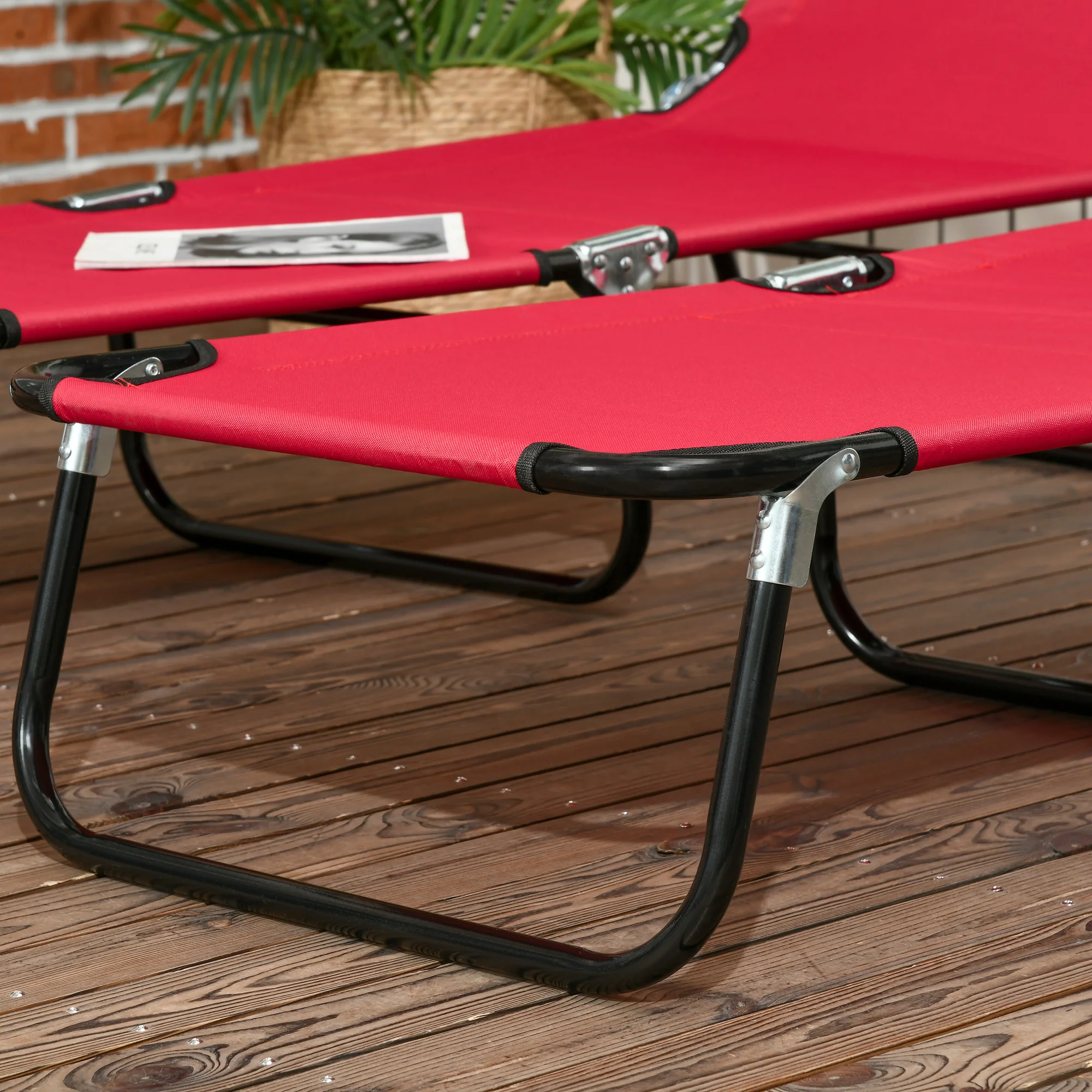 Outsunny Folding Sun Loungers Set Of 2 With Adjustable Backrest - Image 44