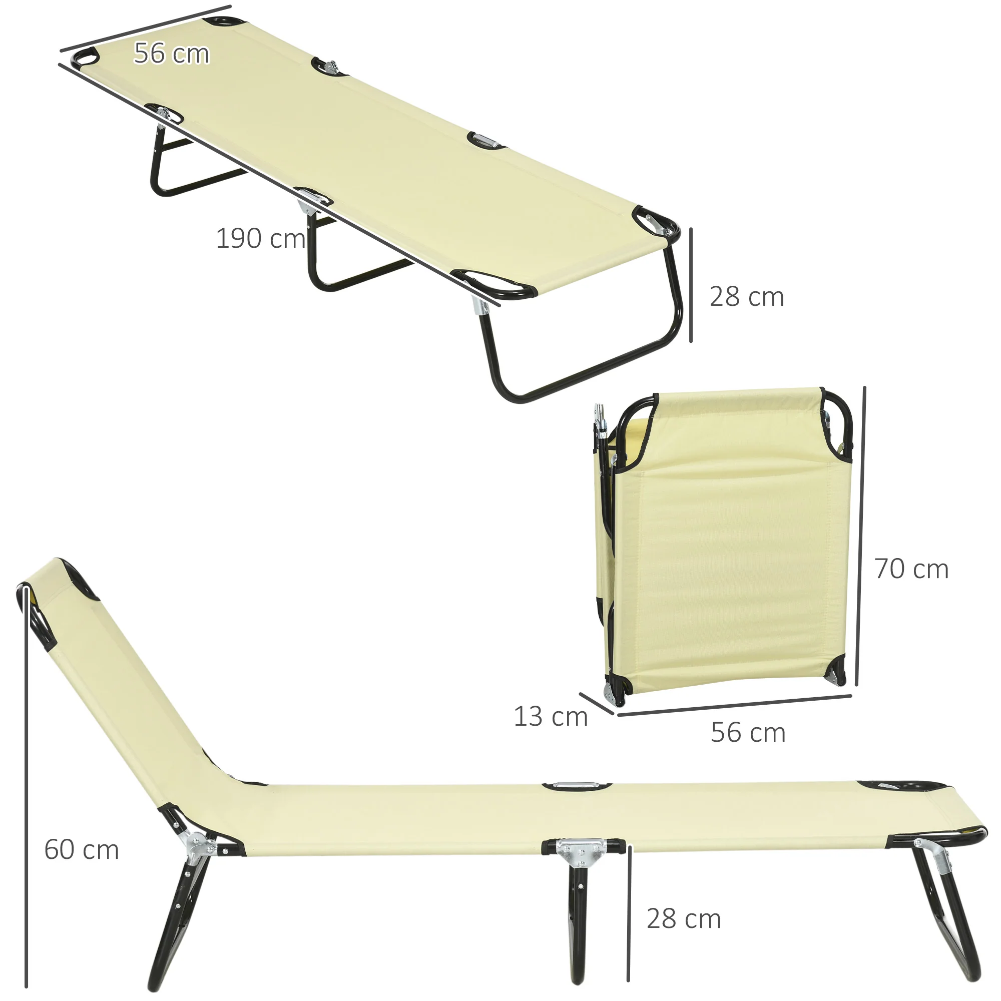 Outsunny Folding Sun Loungers Set Of 2 With Adjustable Backrest - Image 5