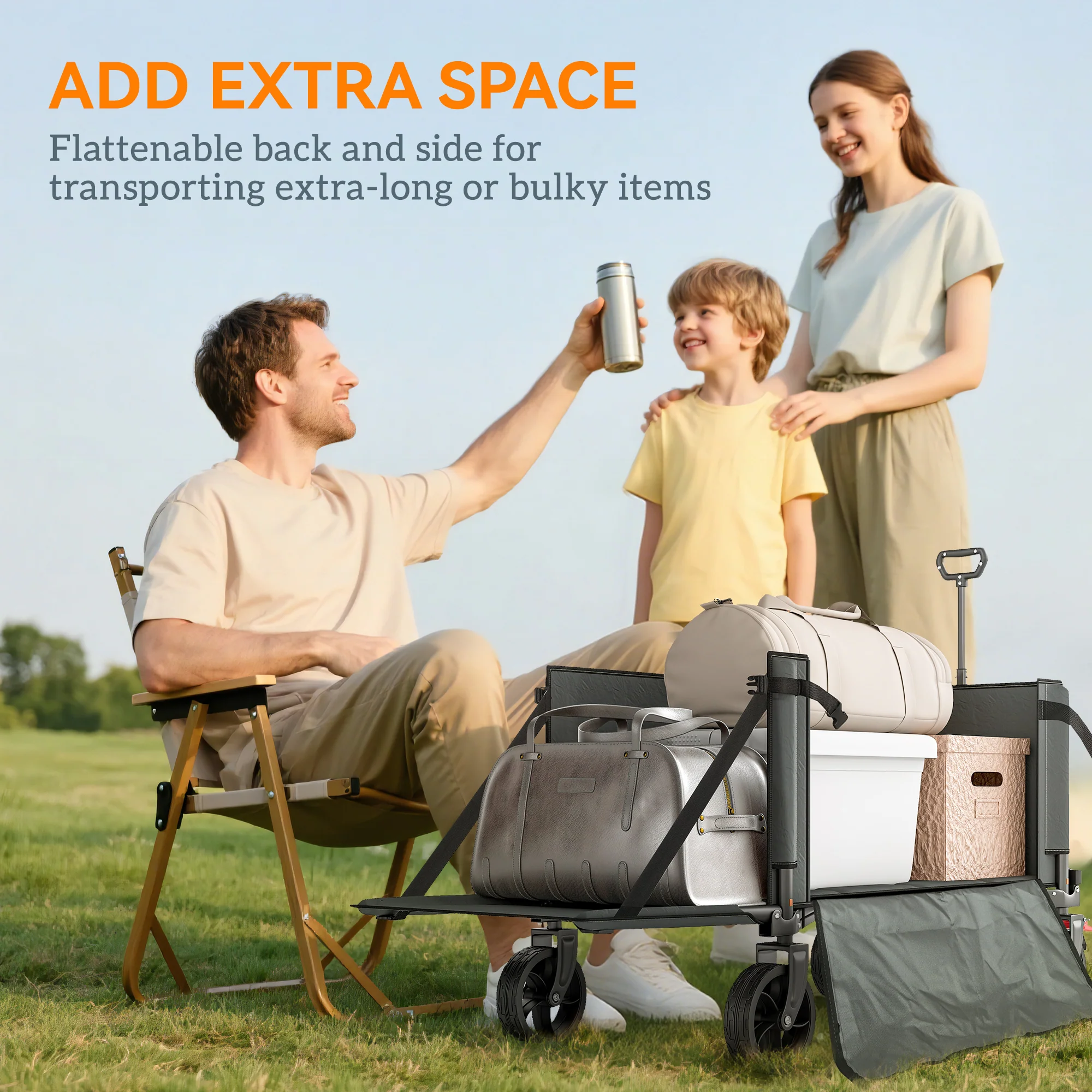 Outsunny Folding Trolley On Wheels, Garden Cart With Openable Sides - Image 12
