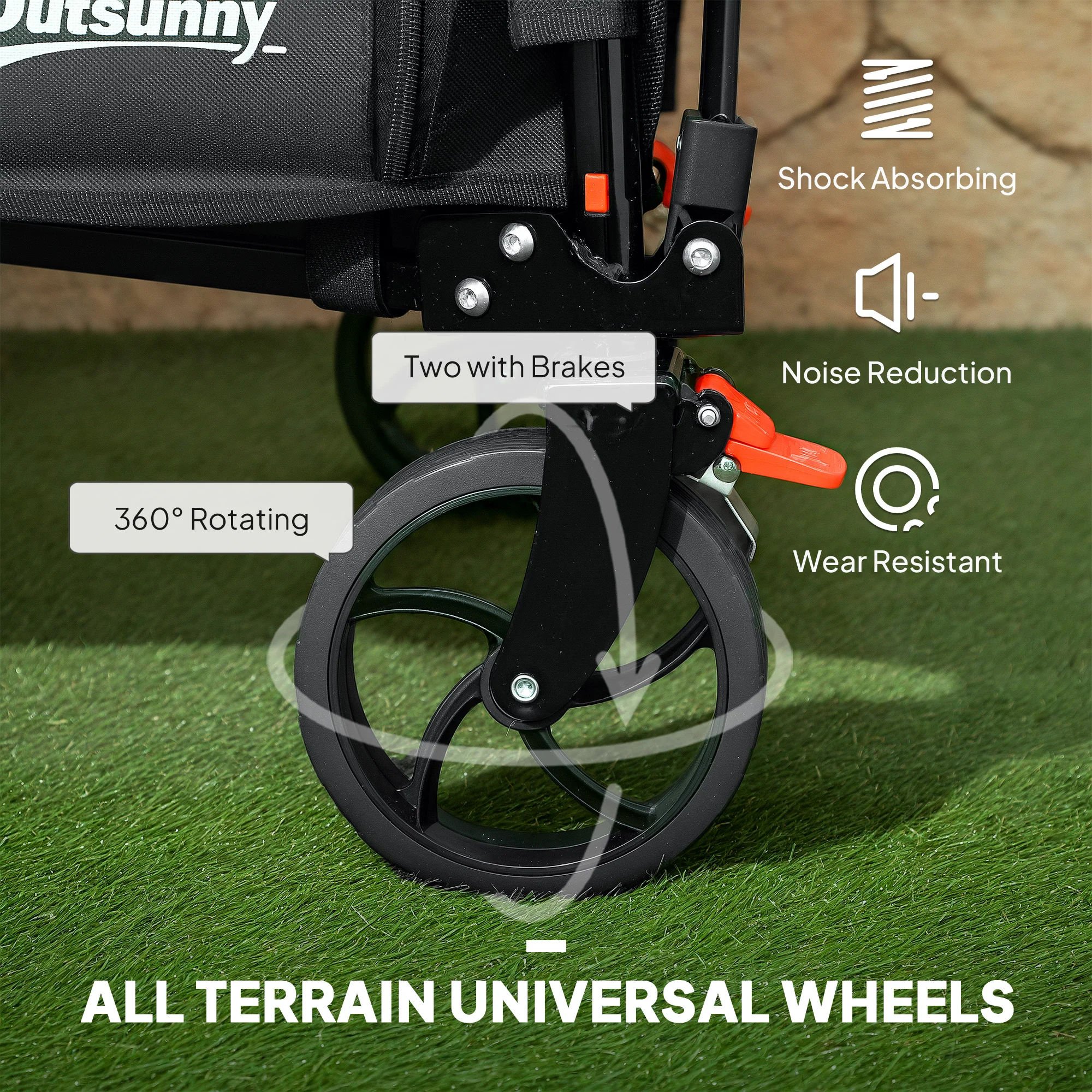 Outsunny Folding Trolley On Wheels, Garden Cart With Openable Sides - Image 4