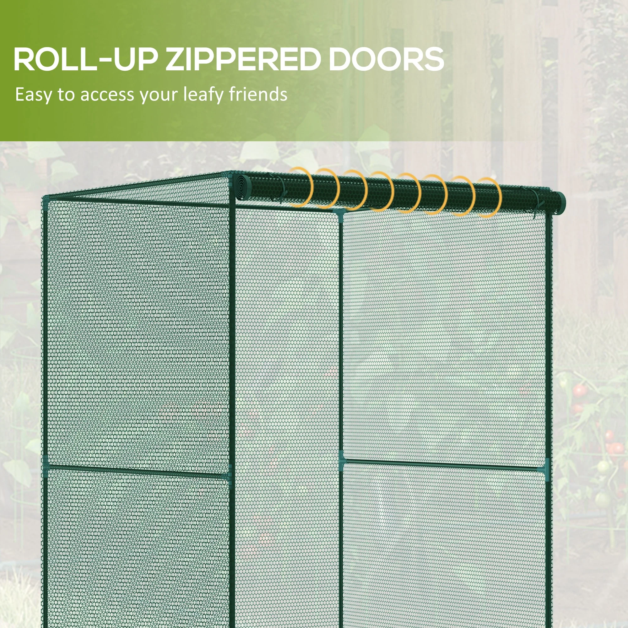 Outsunny Fruit Cage, Plant Protection Tent, 1.2 x 1.2 x 1.8m, Dark Green - Image 6