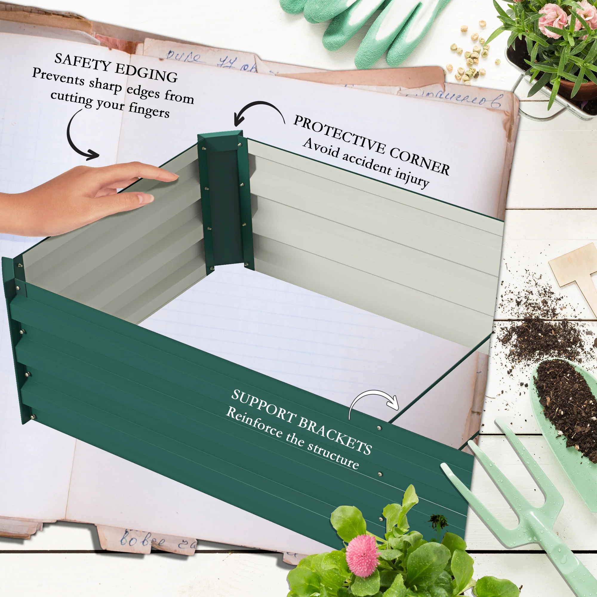 Outsunny Galvanised Raised Bed For Garden, Outdoor Elevated Planter Box - Image 15
