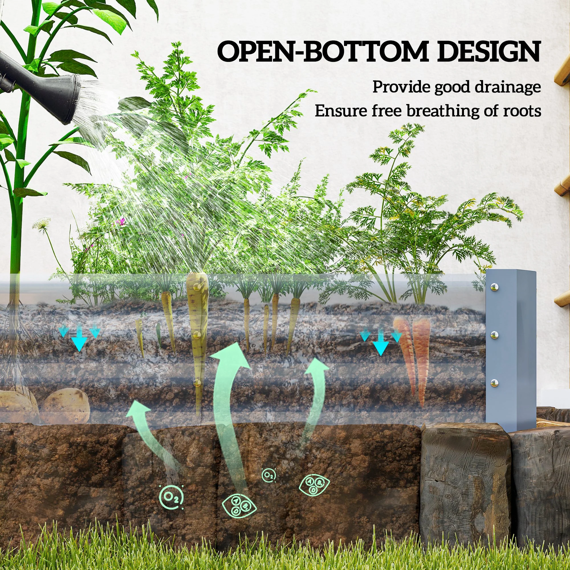 Outsunny Galvanised Raised Garden Bed, 240x120x30cm Raised Bed, Silver - Image 6