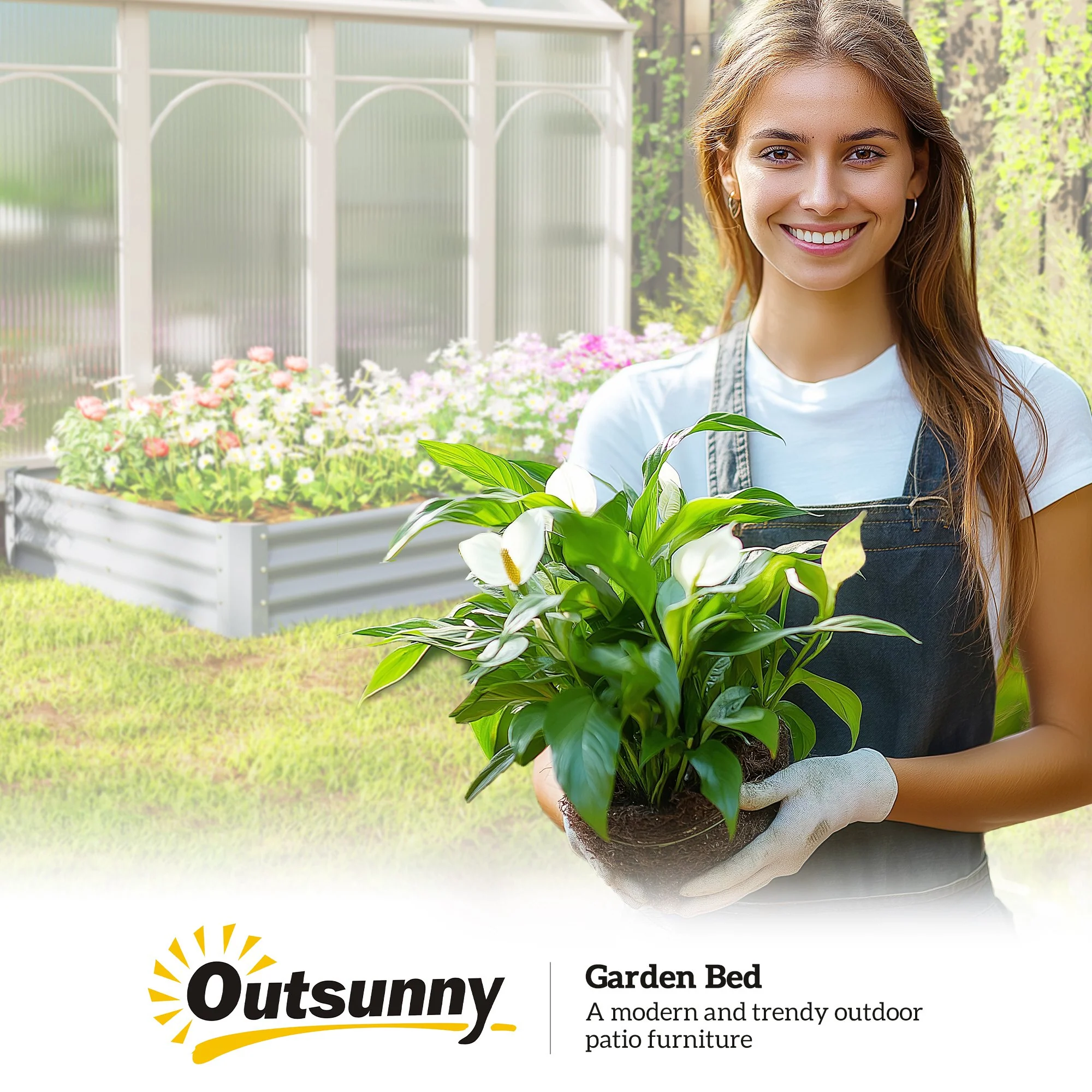 Outsunny Galvanised Raised Garden Bed, 240x120x30cm Raised Bed, Silver - Image 9