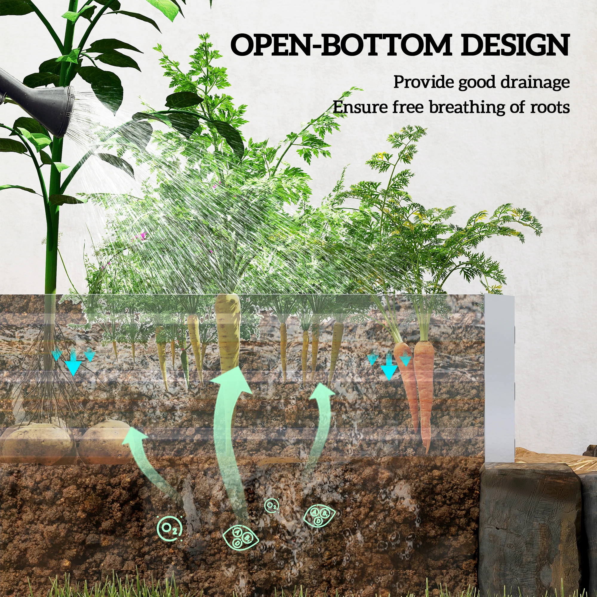 Outsunny Galvanised Raised Garden Bed Metal Planter Box, Silver - Image 3
