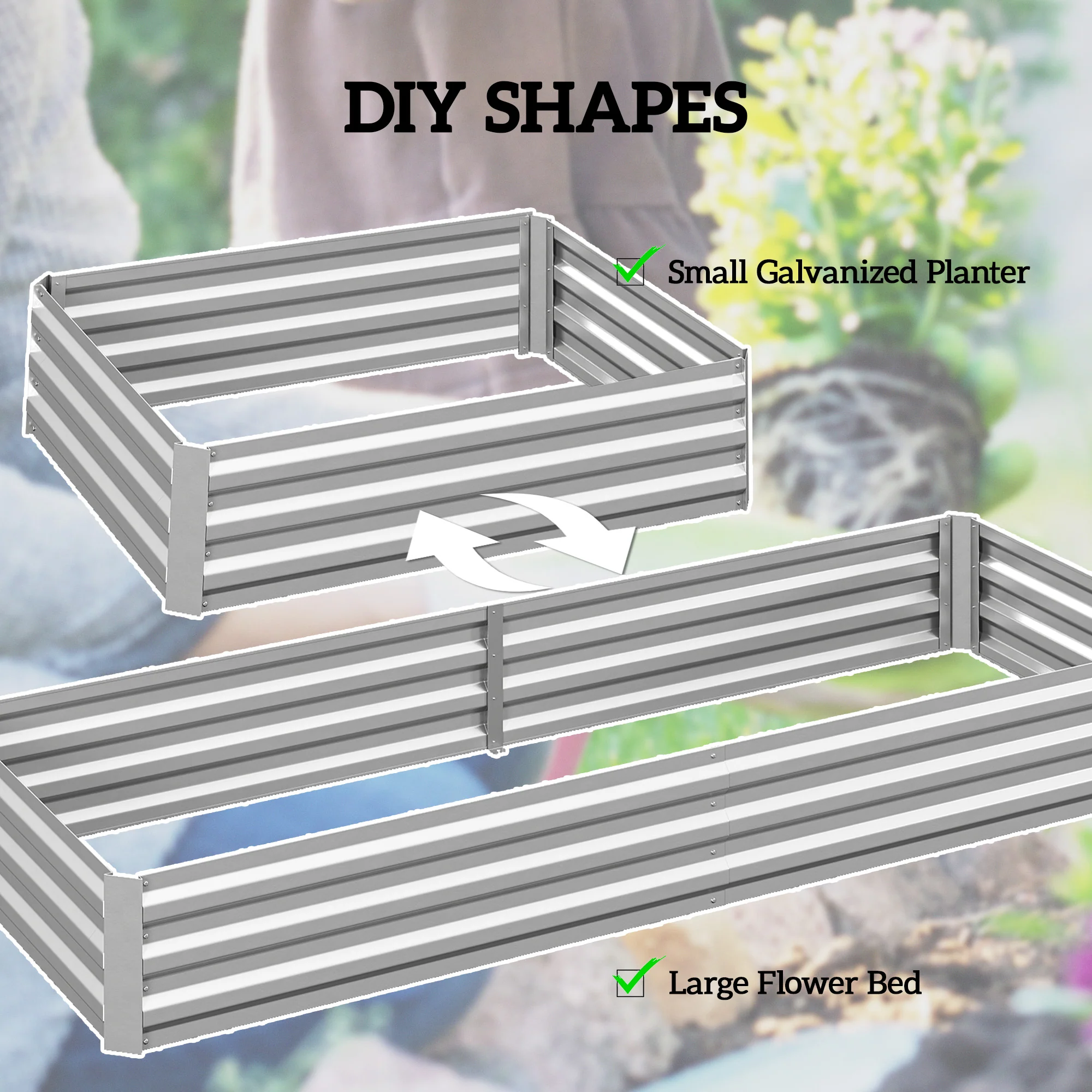 Outsunny Galvanised Raised Garden Bed Metal Planter Box, Silver - Image 4